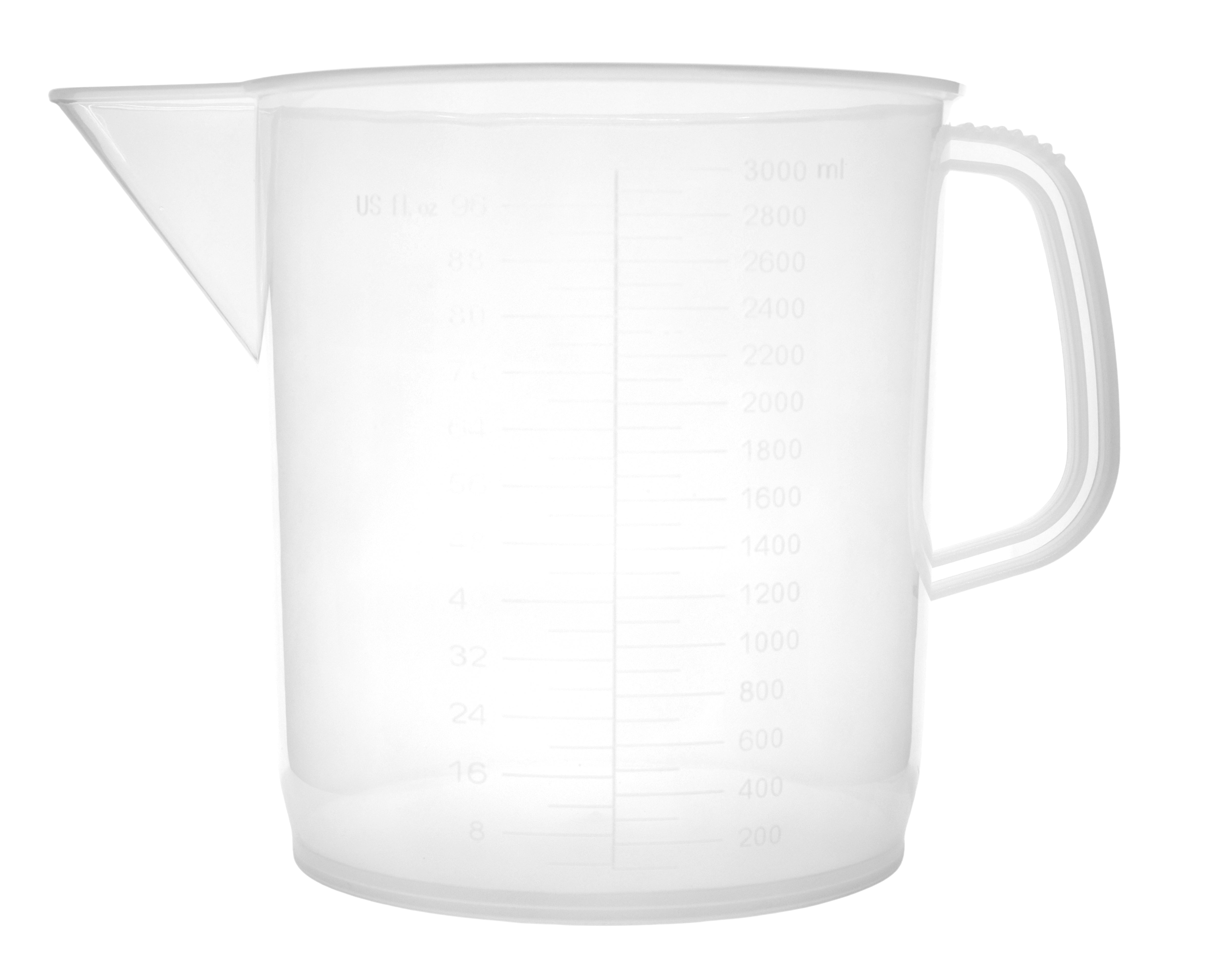 Short Form Polypropylene Measuring Pitcher, 3000mL, Euro Design
