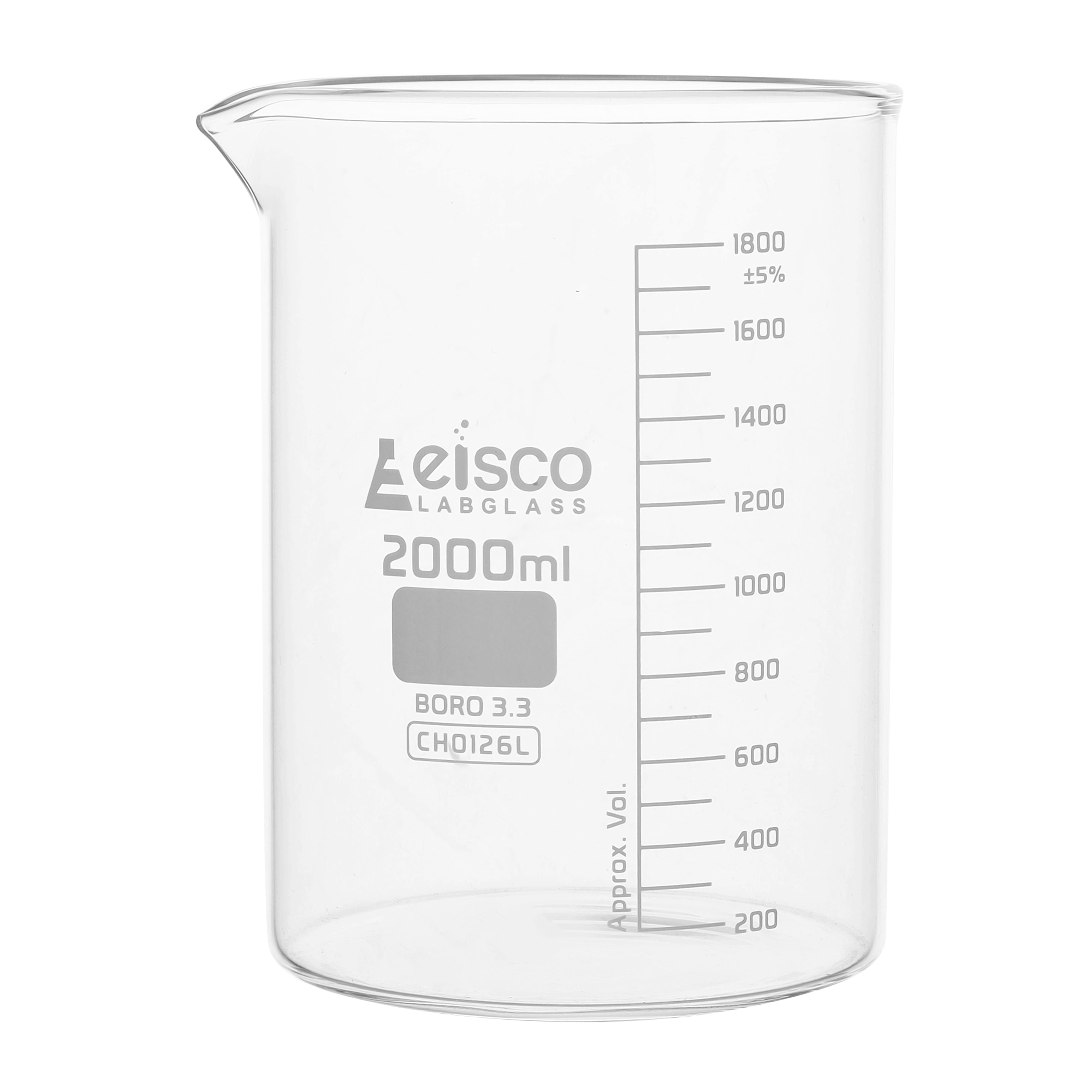 Large Capacity Low Form Borosilicate Glass Beaker with Spout