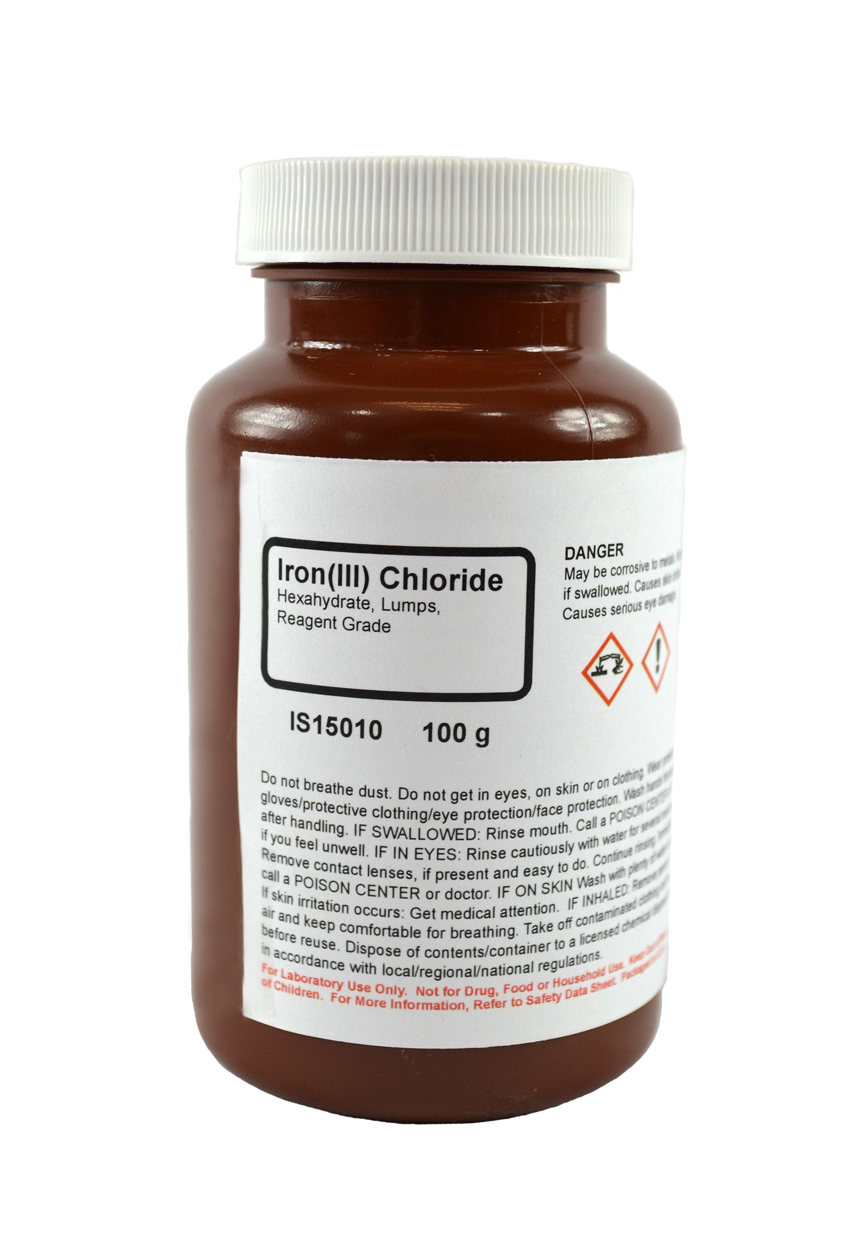 Laboratory Grade Iron (III) Chloride Hexahydrate Reagent-Grade Lump, 100g