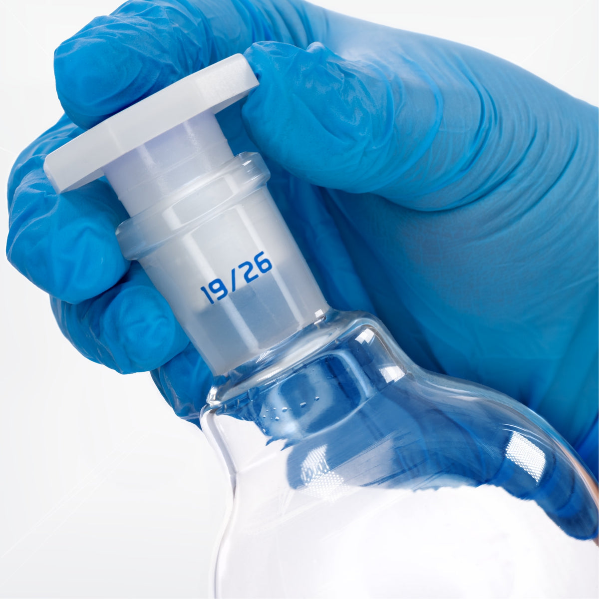 Eisco - Separating Funnel, 250ml, Pressure Equalizing, Pear Shaped - 19/26 Plastic Stopper, PTFE Key Stopcock, Borosilicate Glass