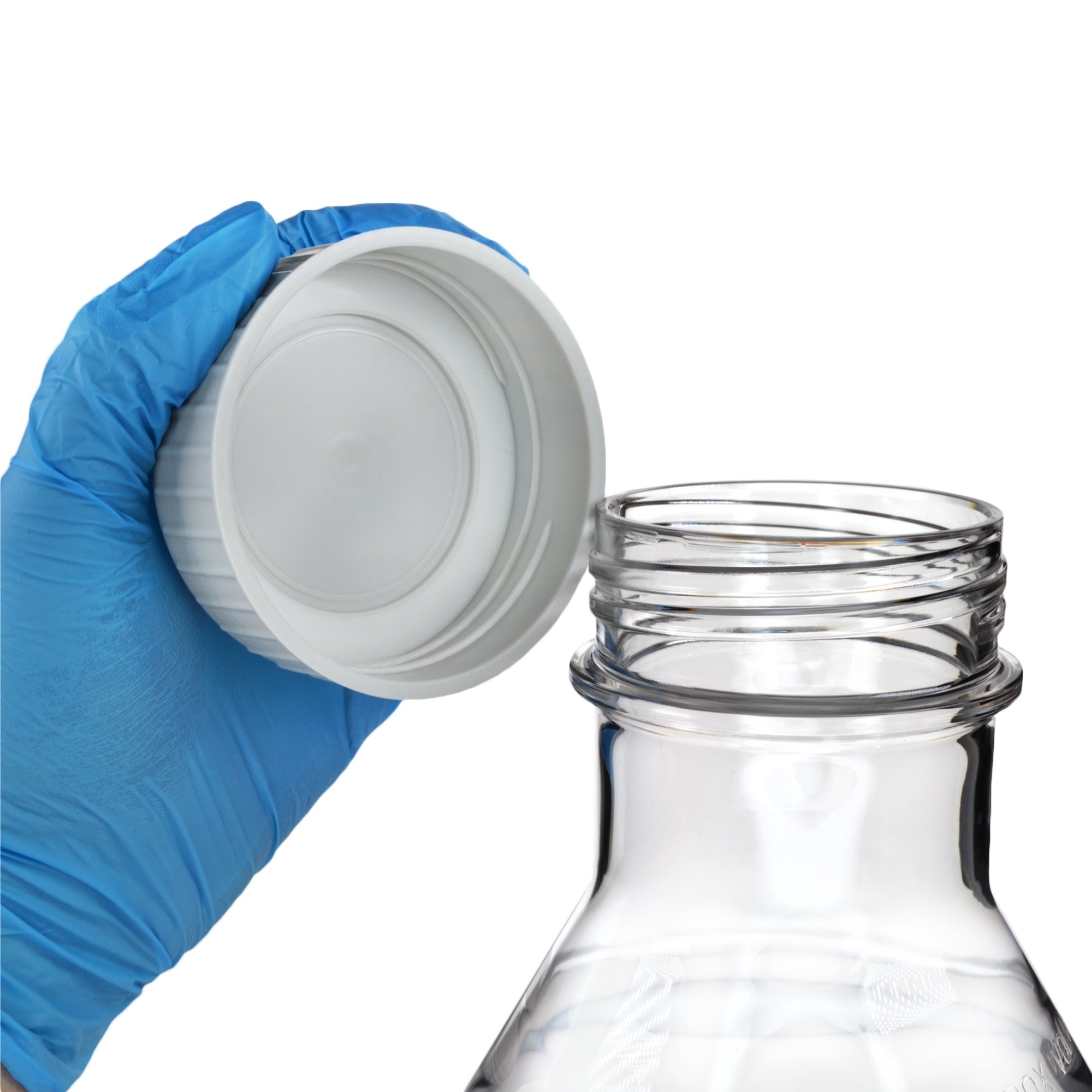 Sterile Non-Vented Flat-Bottom PETG Erlenmeyer Flask, USP Class VI, 3L