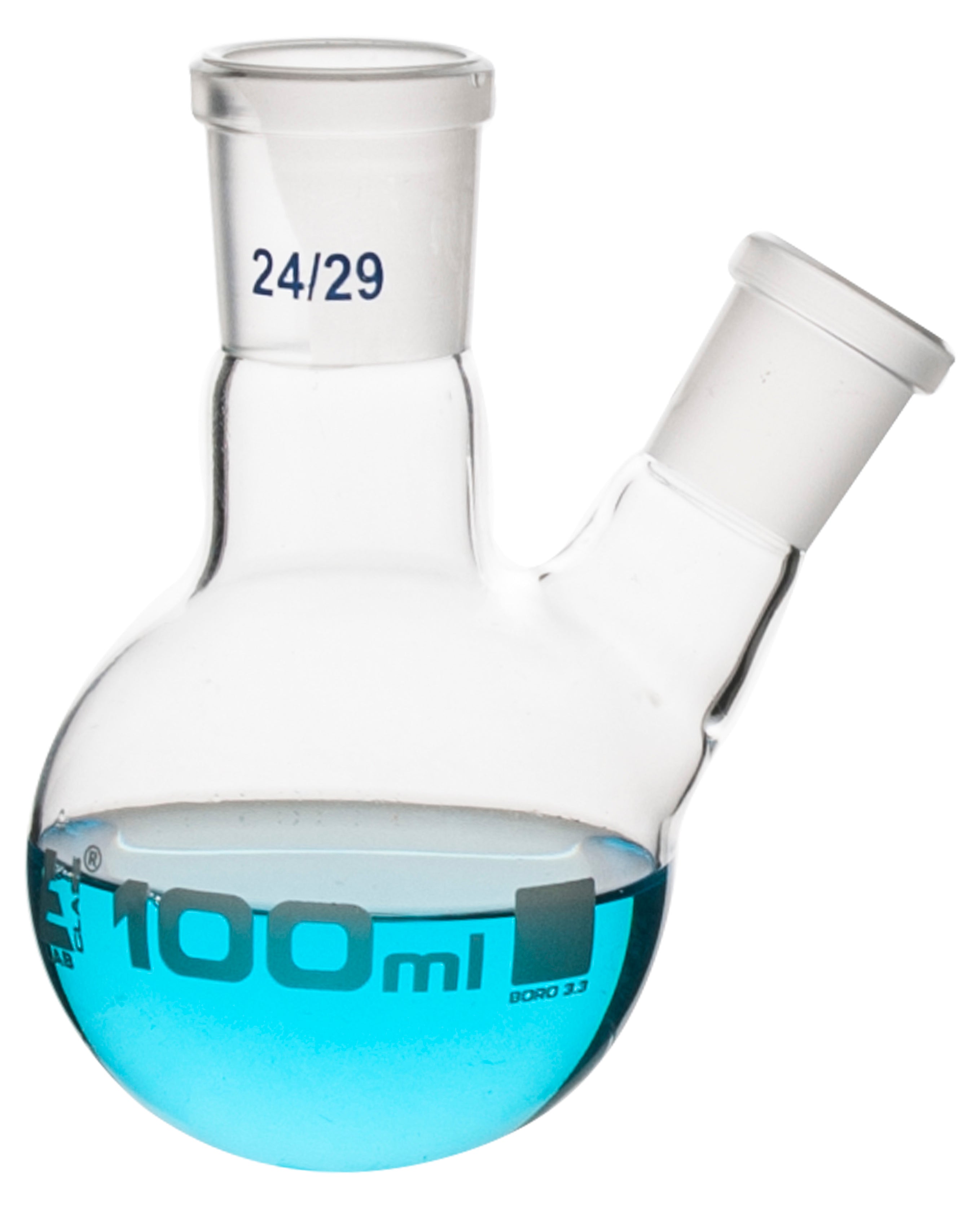 Round Bottom Oblique Neck Borosilicate Glass Distillation Flask