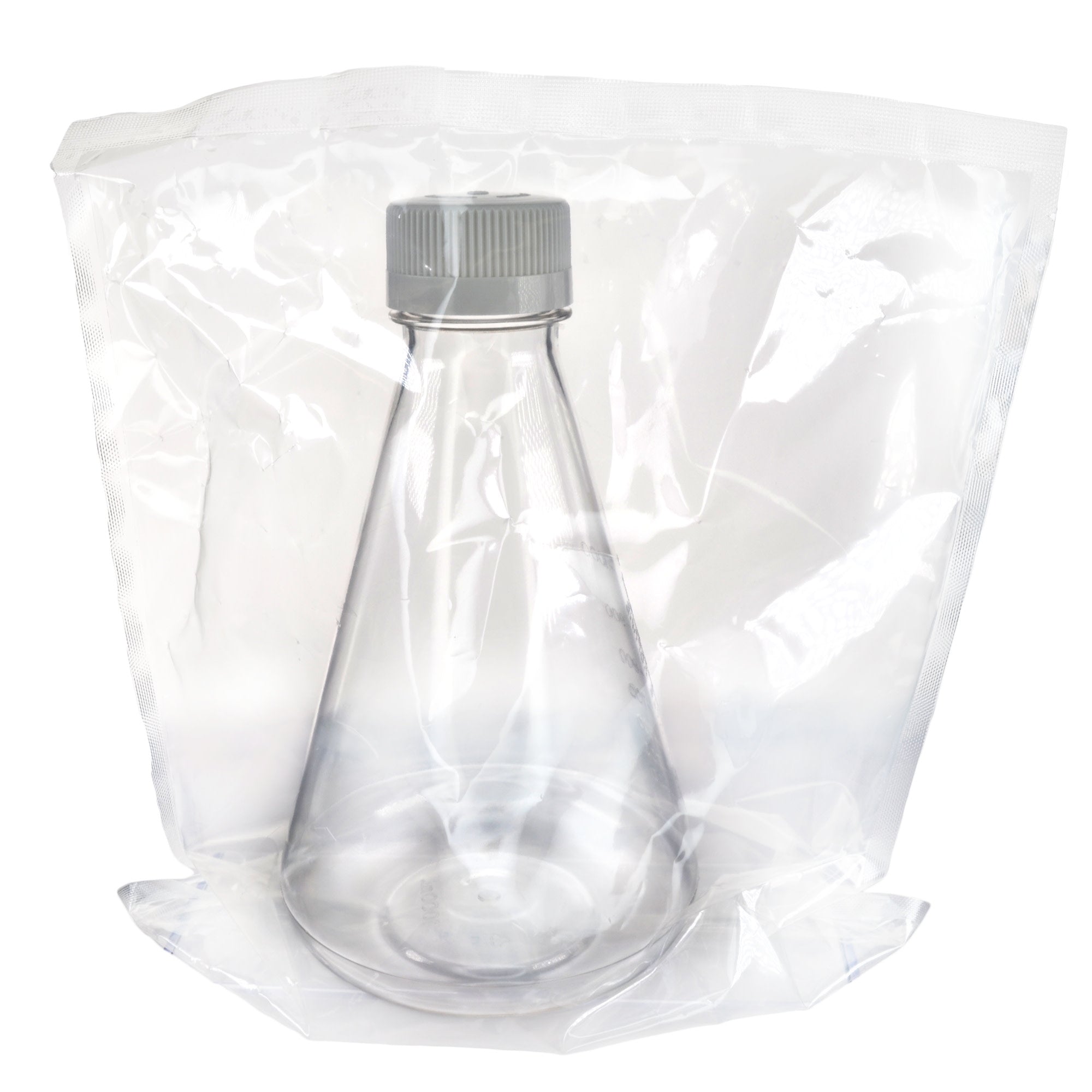 Sterile Vented Flat-Bottom PETG Erlenmeyer Flask, USP Class VI, 1L