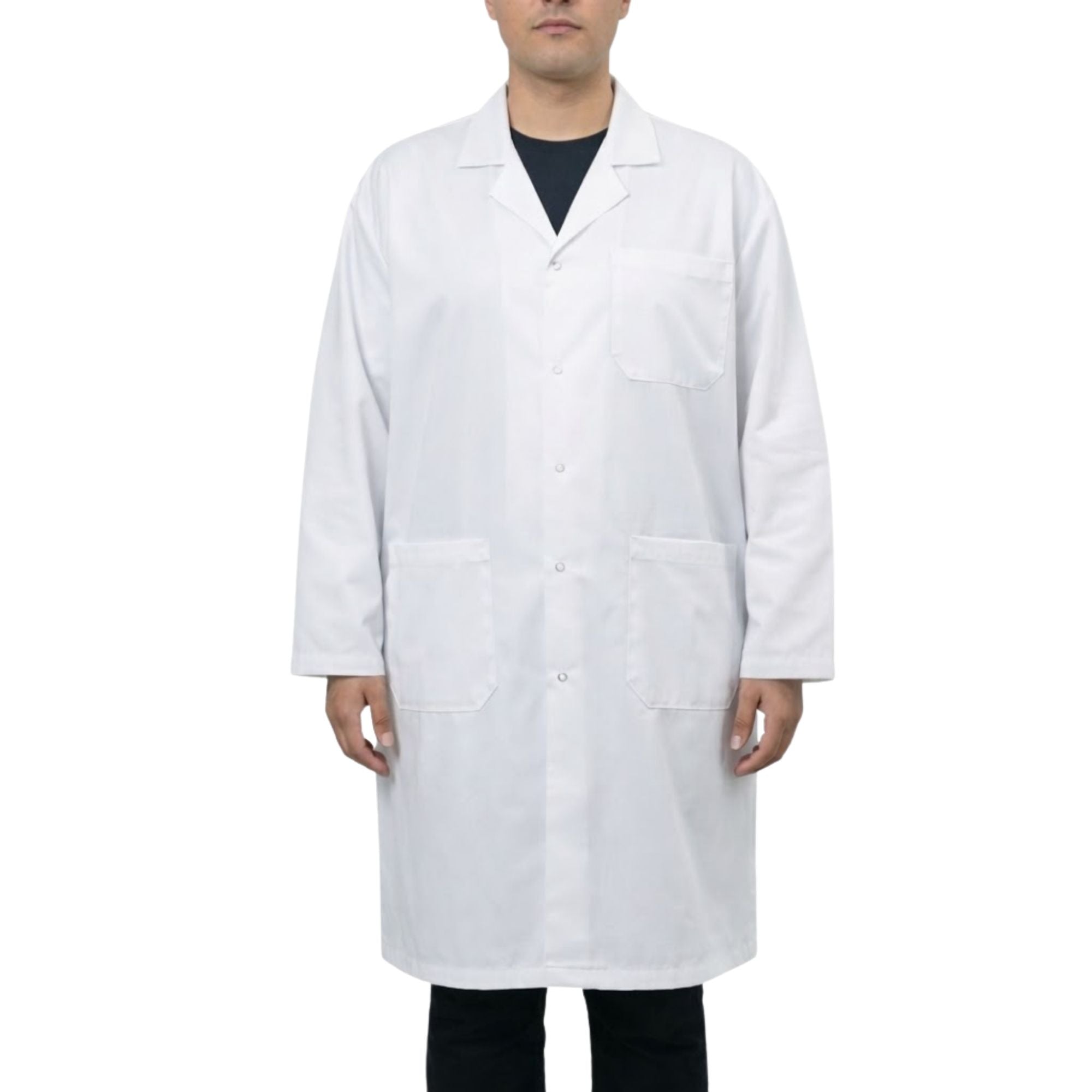 Cotton Lab Coat with Snap Front