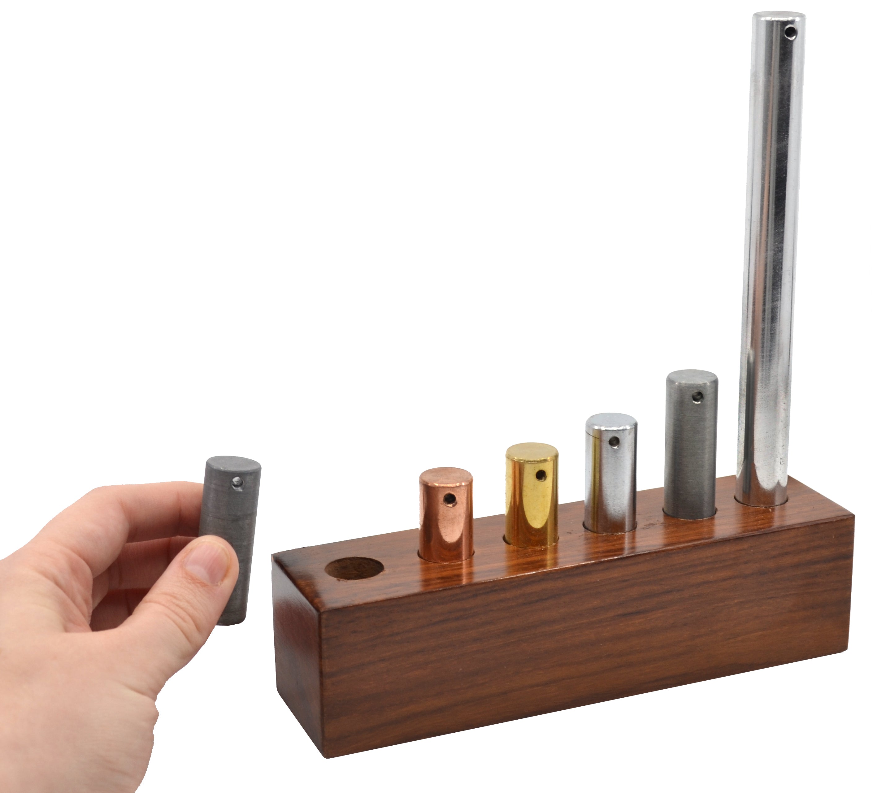 6-Metal Equal Mass Cylinders Set (Copper, Lead, Brass, Zinc, Iron, Aluminum)