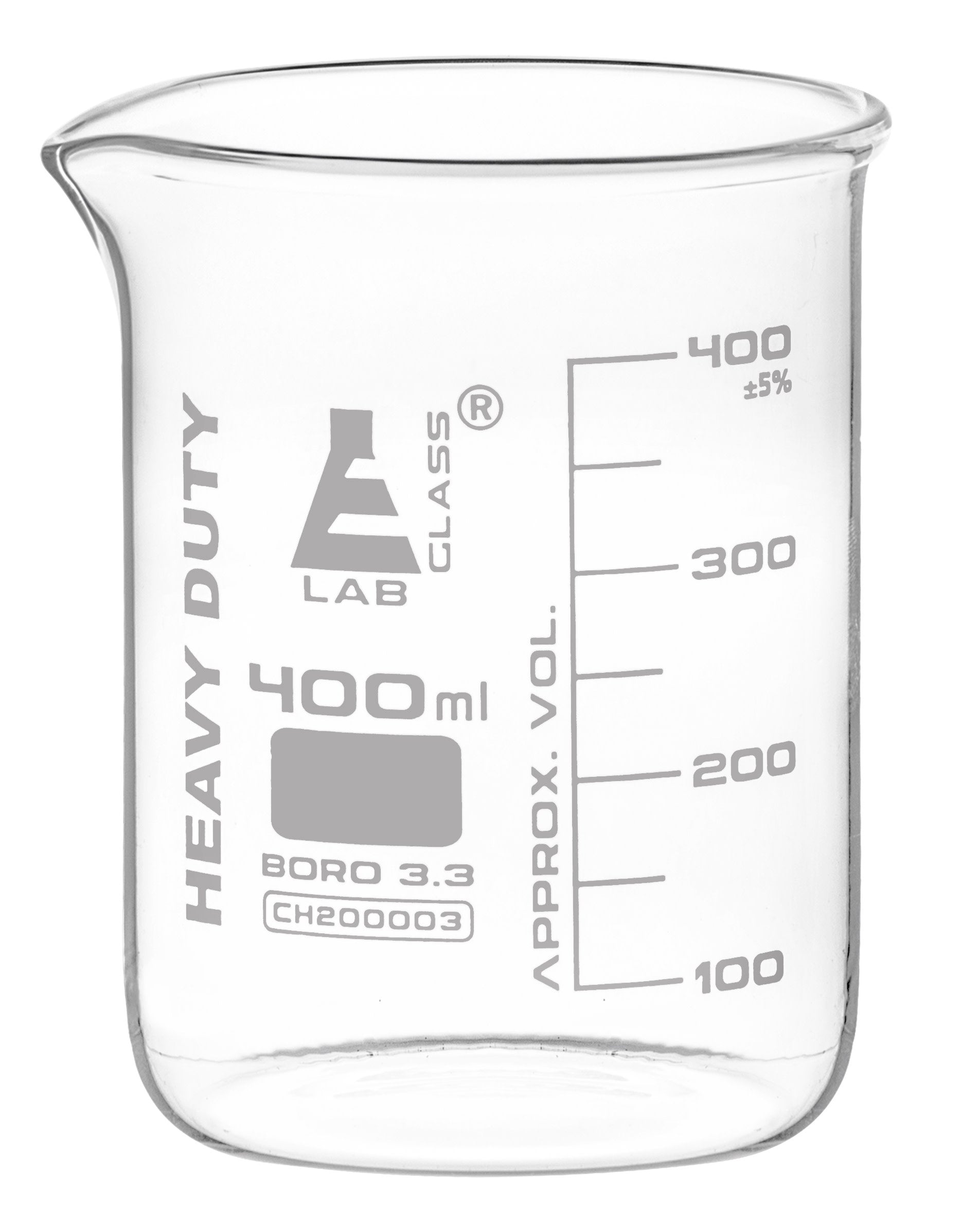 Heavy Duty Borosilicate Glass Beaker with White Graduations