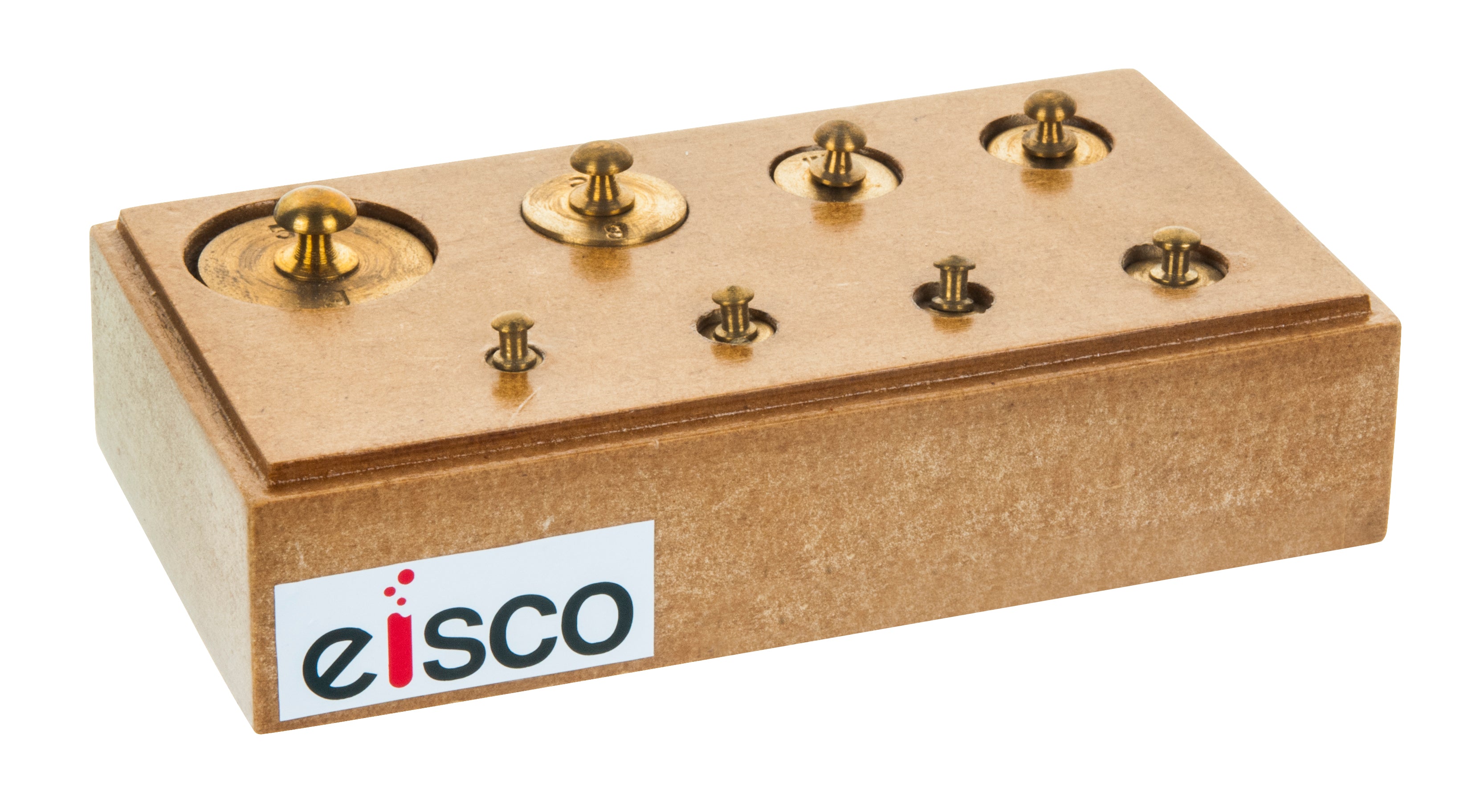 9-Piece Primary Brass Weight Set with Hardwood Storage