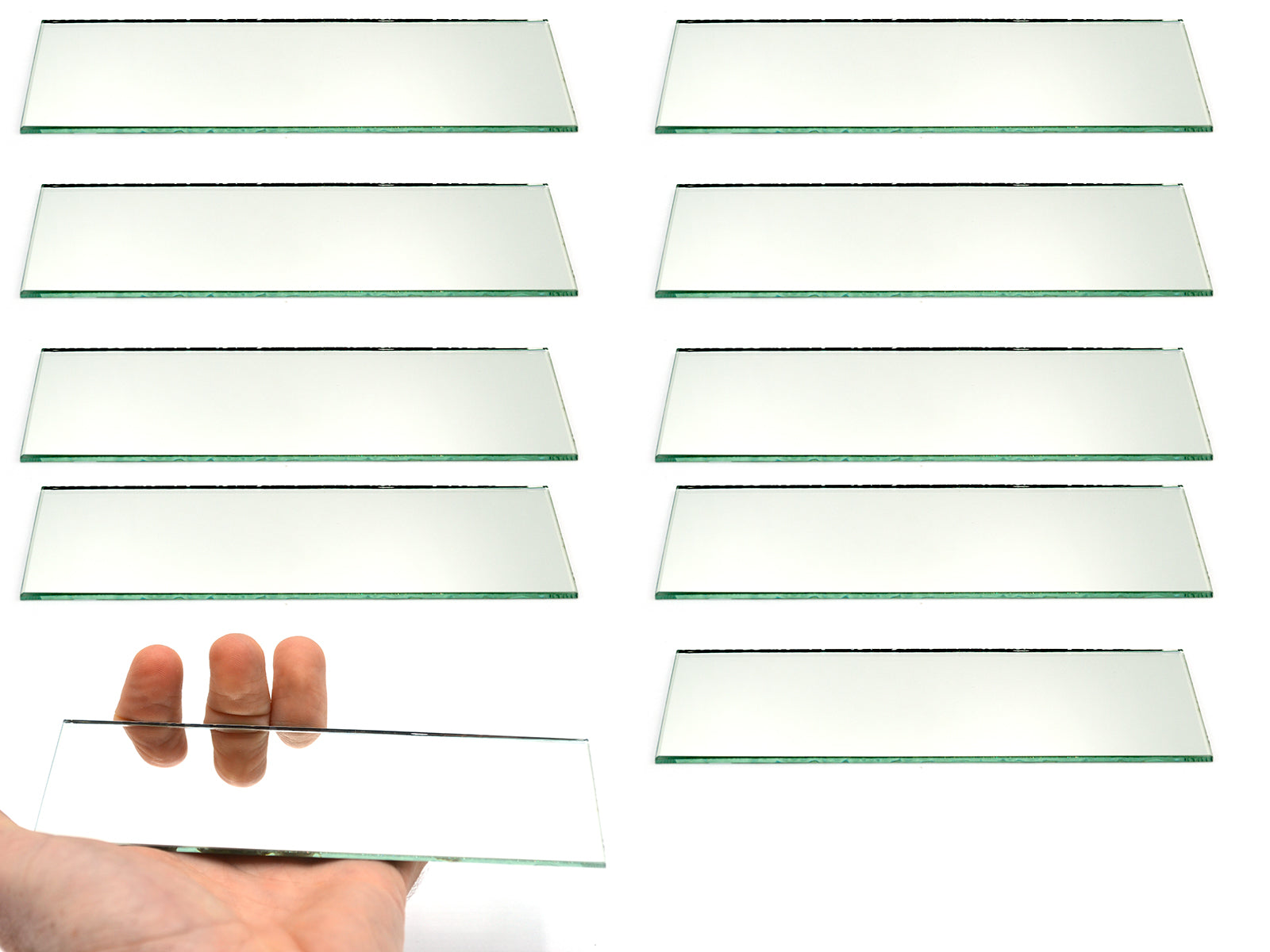 6 x 2" Rectangular Plane Glass Mirror, 10-Pack