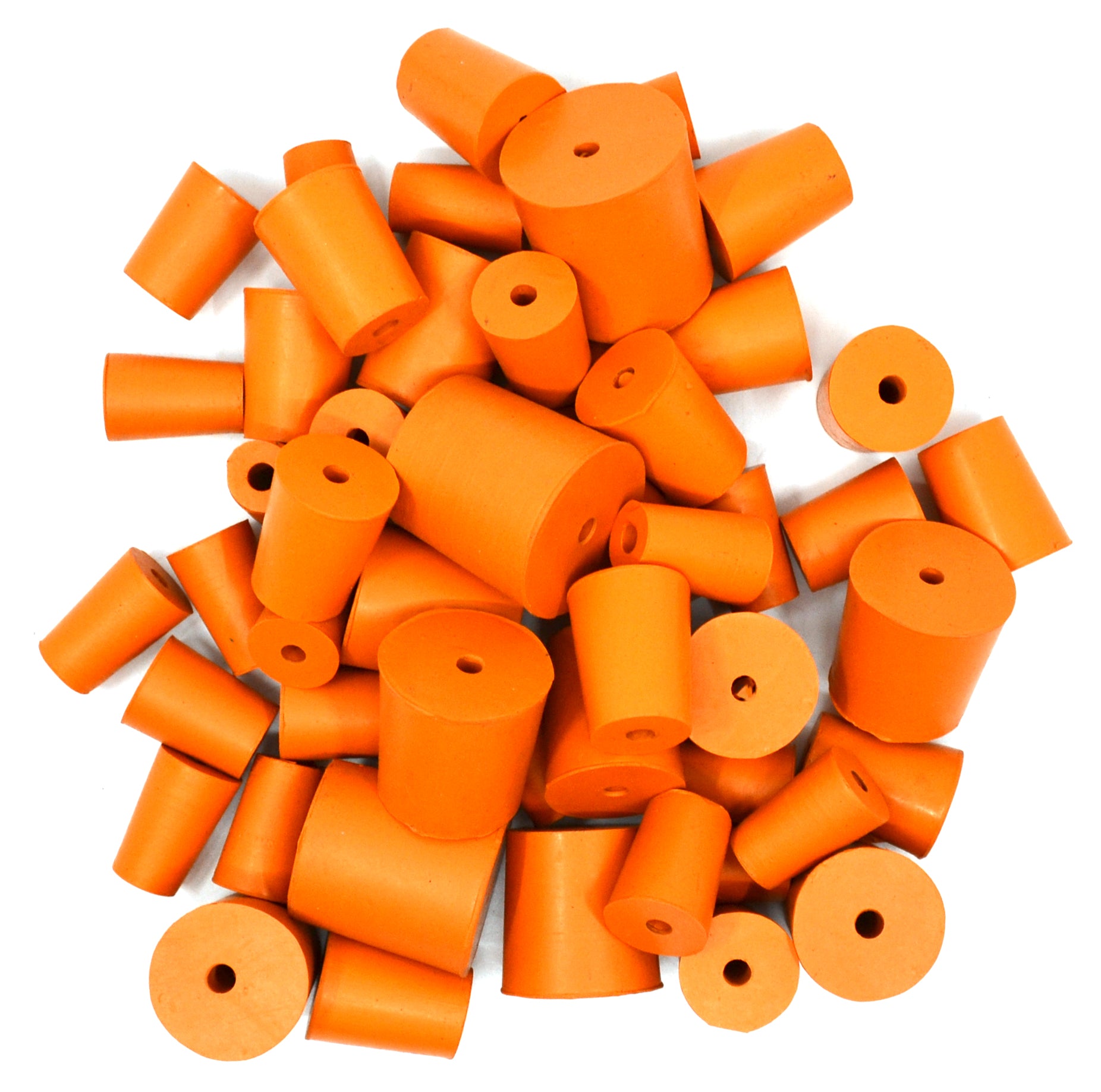 50-Pack Assorted 1-Hole Rubber Stoppers, Acid and Alkali Resistant