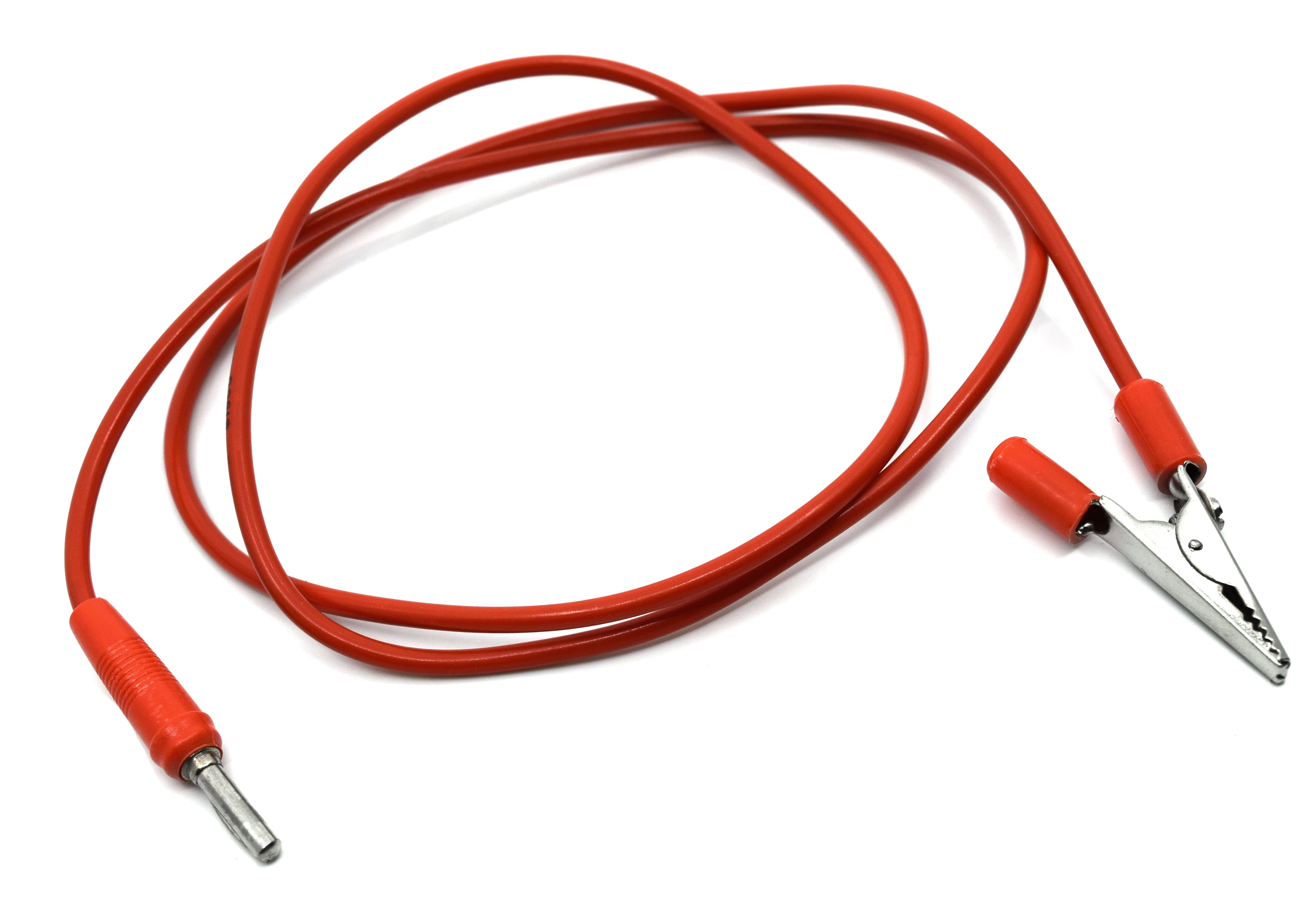 40" Connecting Lead with Alligator Clip and 4mm Plug, Red