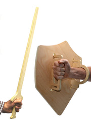 American Birch Plywood Wooden Knight's Sword and Shield Set, 25.5 and 18 inch
