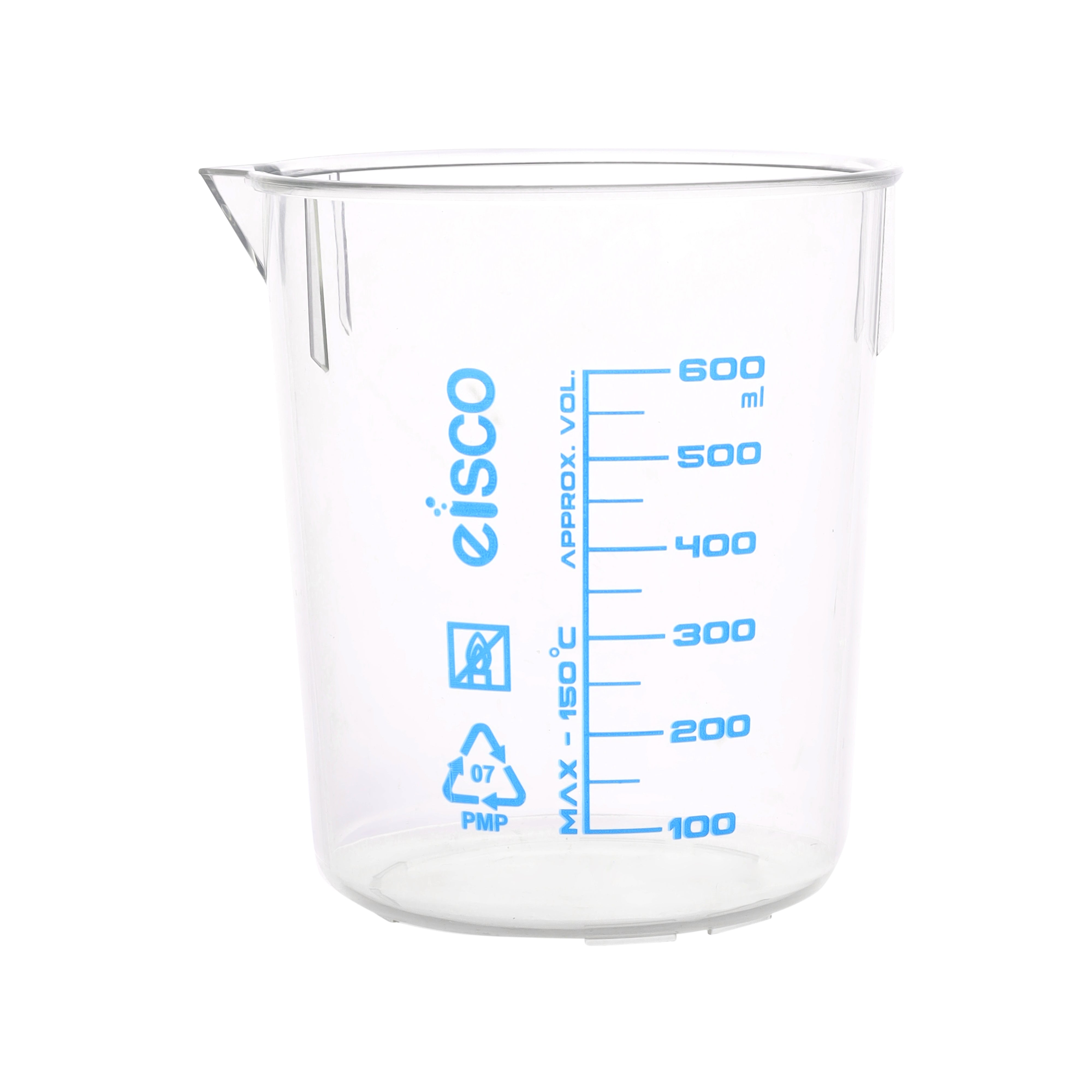 PMP Beaker with Spout and Blue Graduations