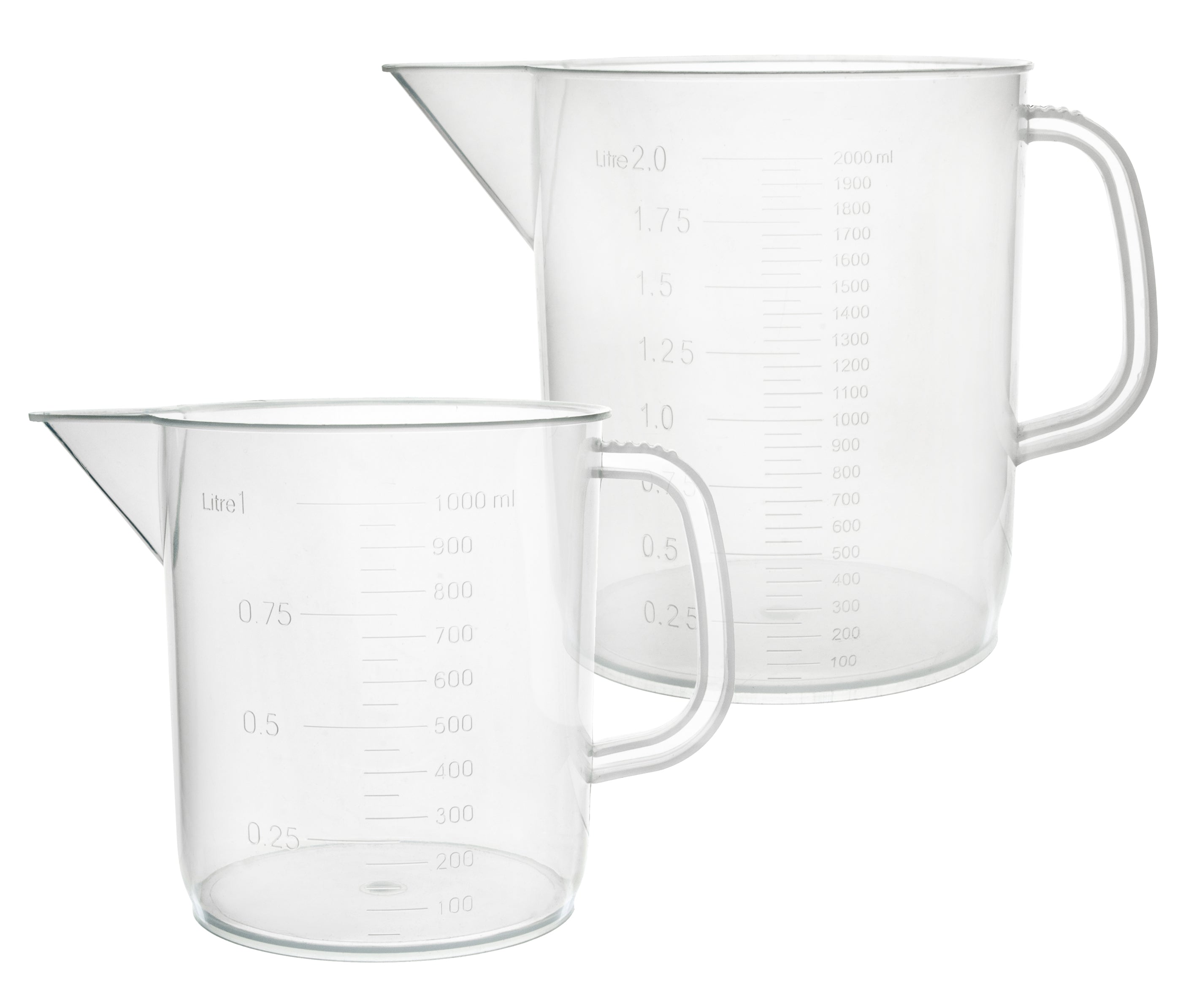 Short Form Polypropylene Measuring Pitcher Set, 2-Piece, 1L and 2L