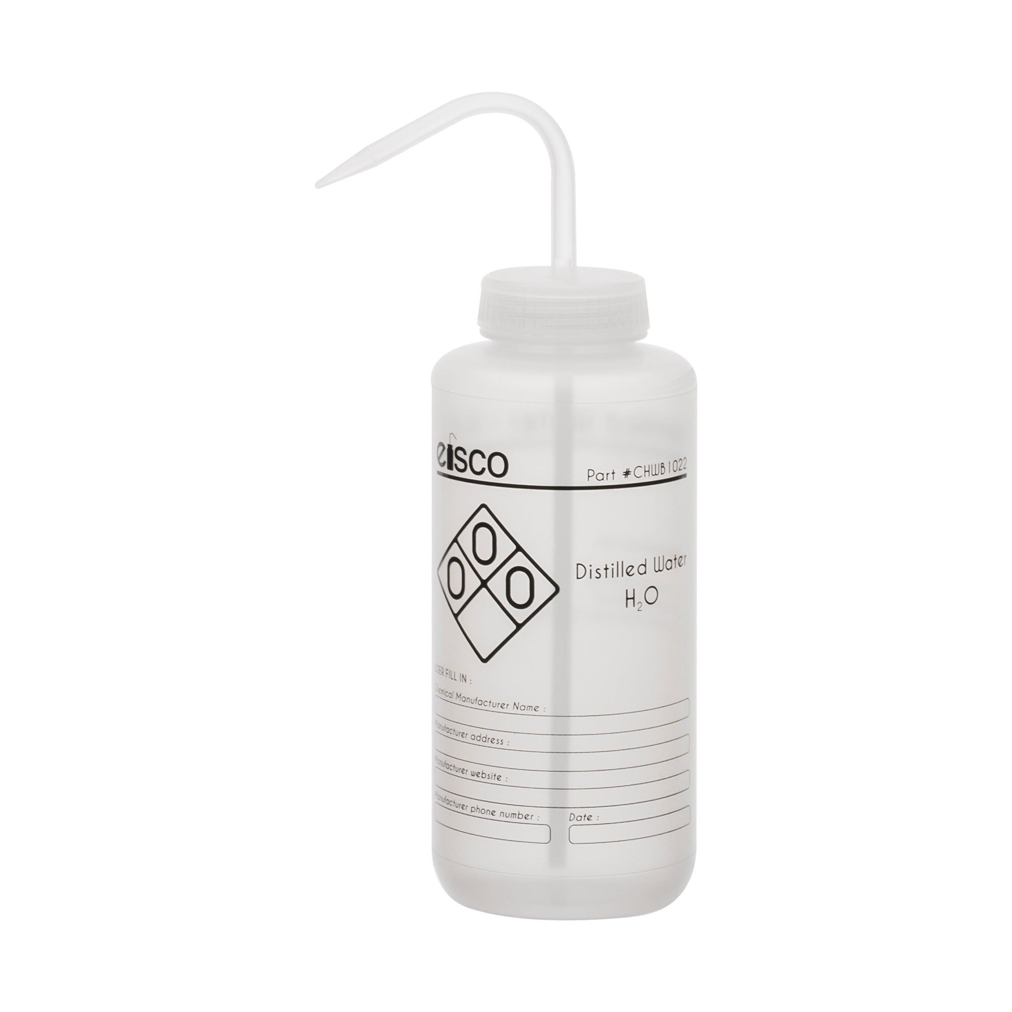 Distilled Water Wash Bottle, LDPE, 1-Color Label, 1000mL