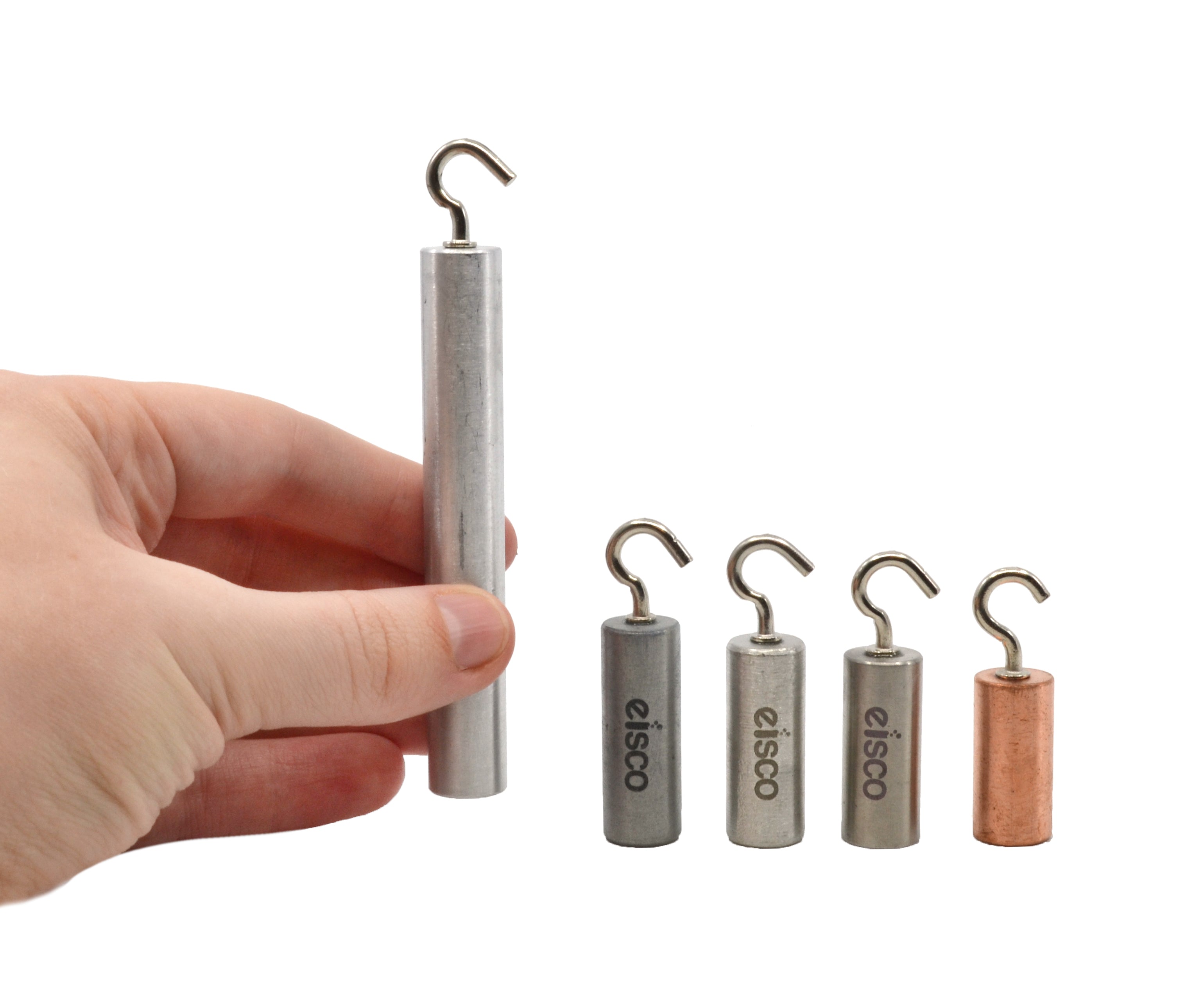 5-Metal Hooked Density Cylinders Set (Copper, Tin, Aluminum, Zinc, Stainless Steel)
