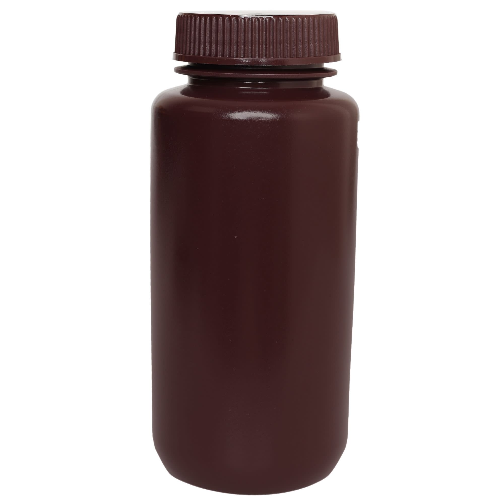 125-Bulk Pack Amber Wide Mouth HDPE Reagent Bottles with PP Caps and UV Shielding, 500mL, -100 to 120°C