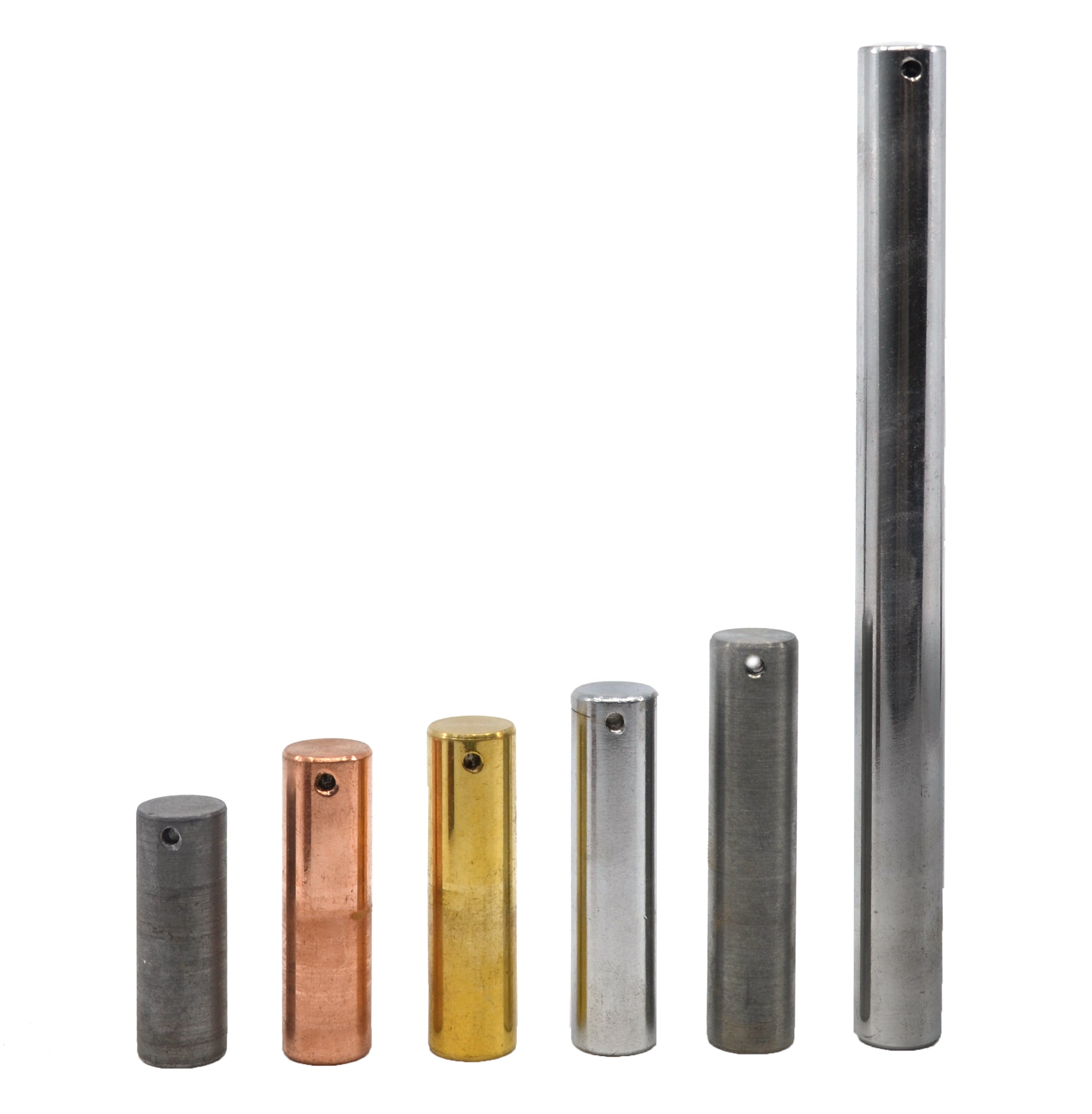6-Metal Equal Mass Cylinders Set (Copper, Lead, Brass, Zinc, Iron, Aluminum)