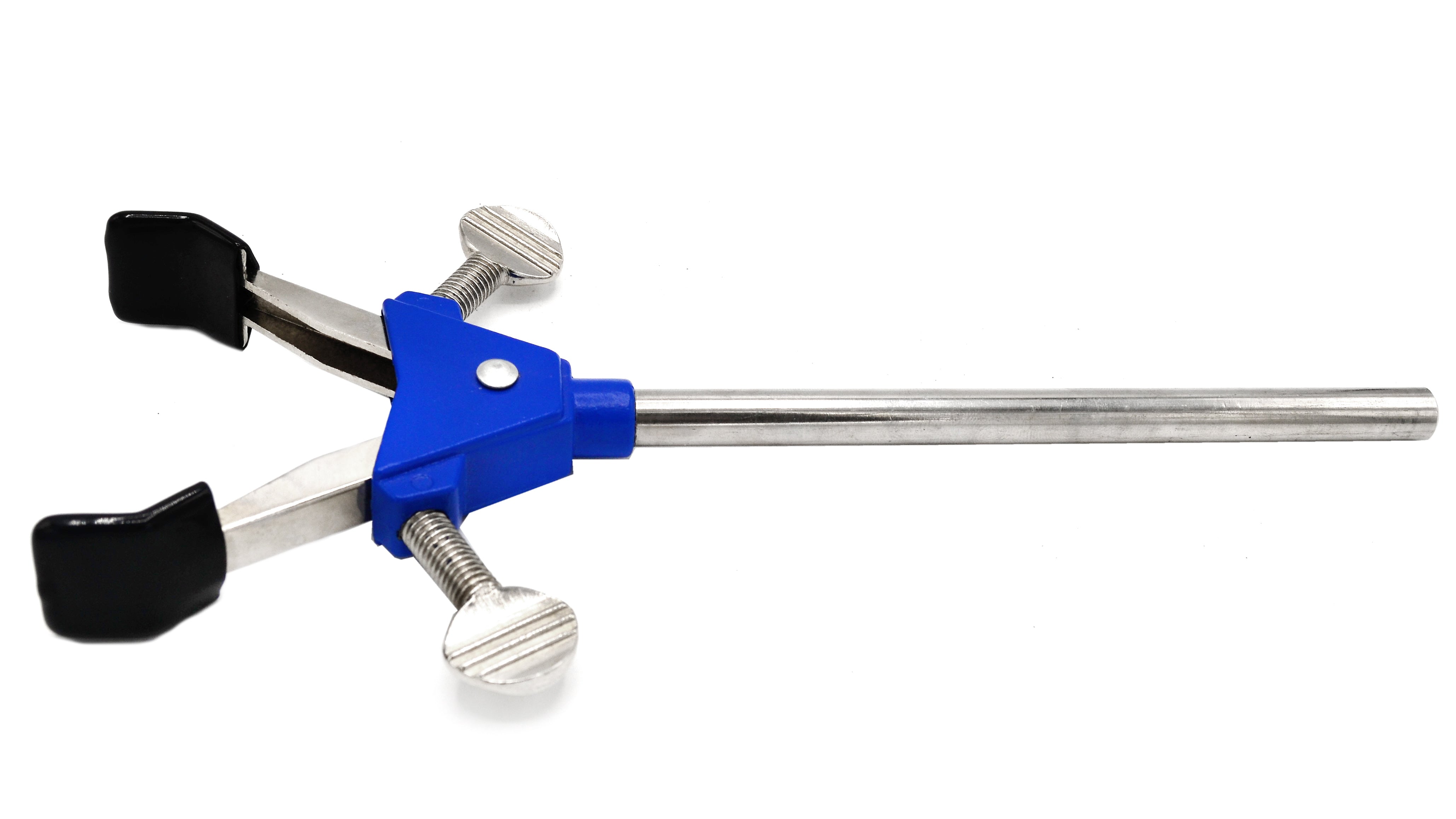 2-Prong Vinyl-Coated Spring-Loaded Clamp on Stainless Steel Rod, 2.75" Max