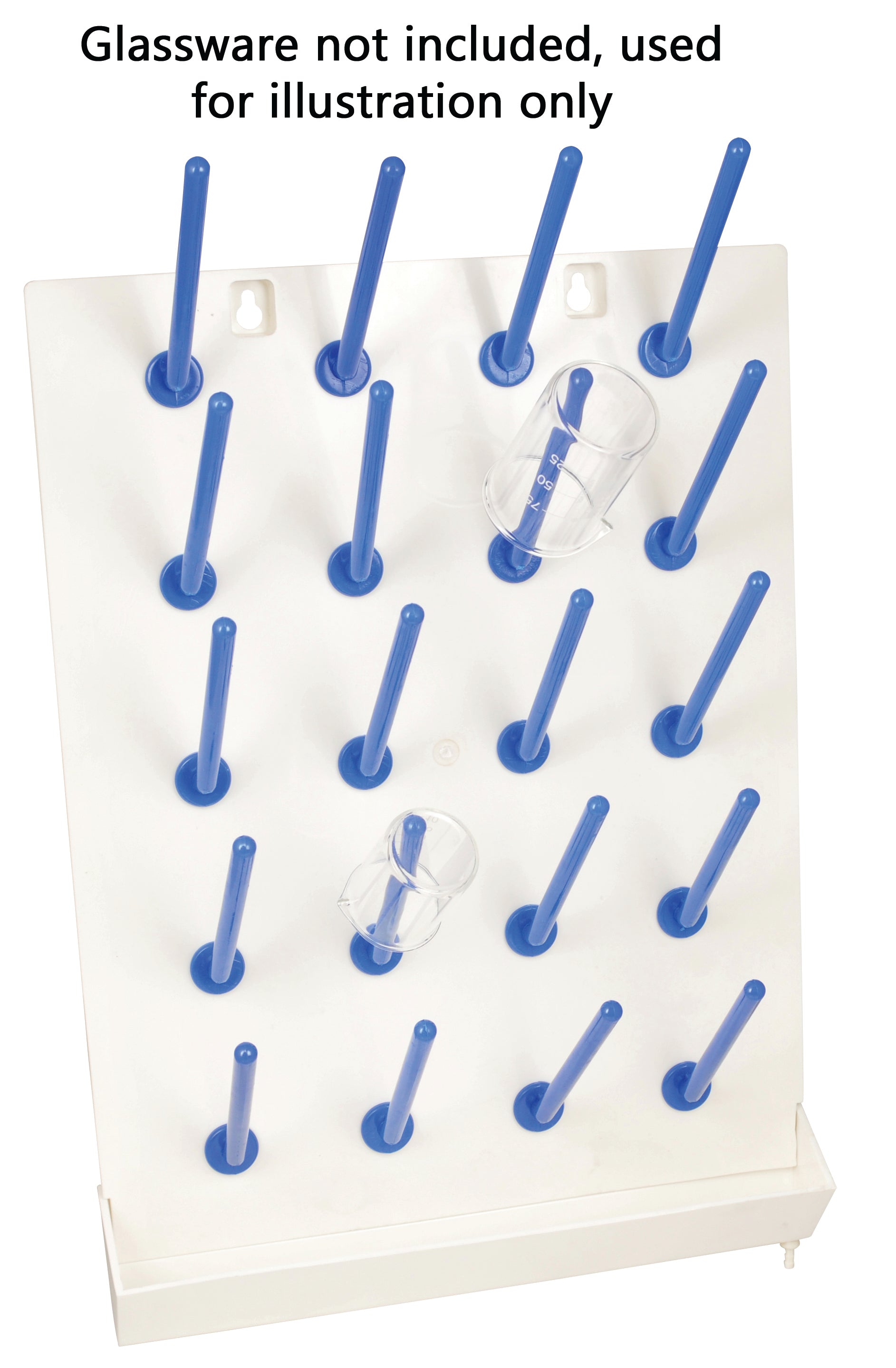 20-Peg Wall-Mounted Plastic Draining Rack with Collection Tray