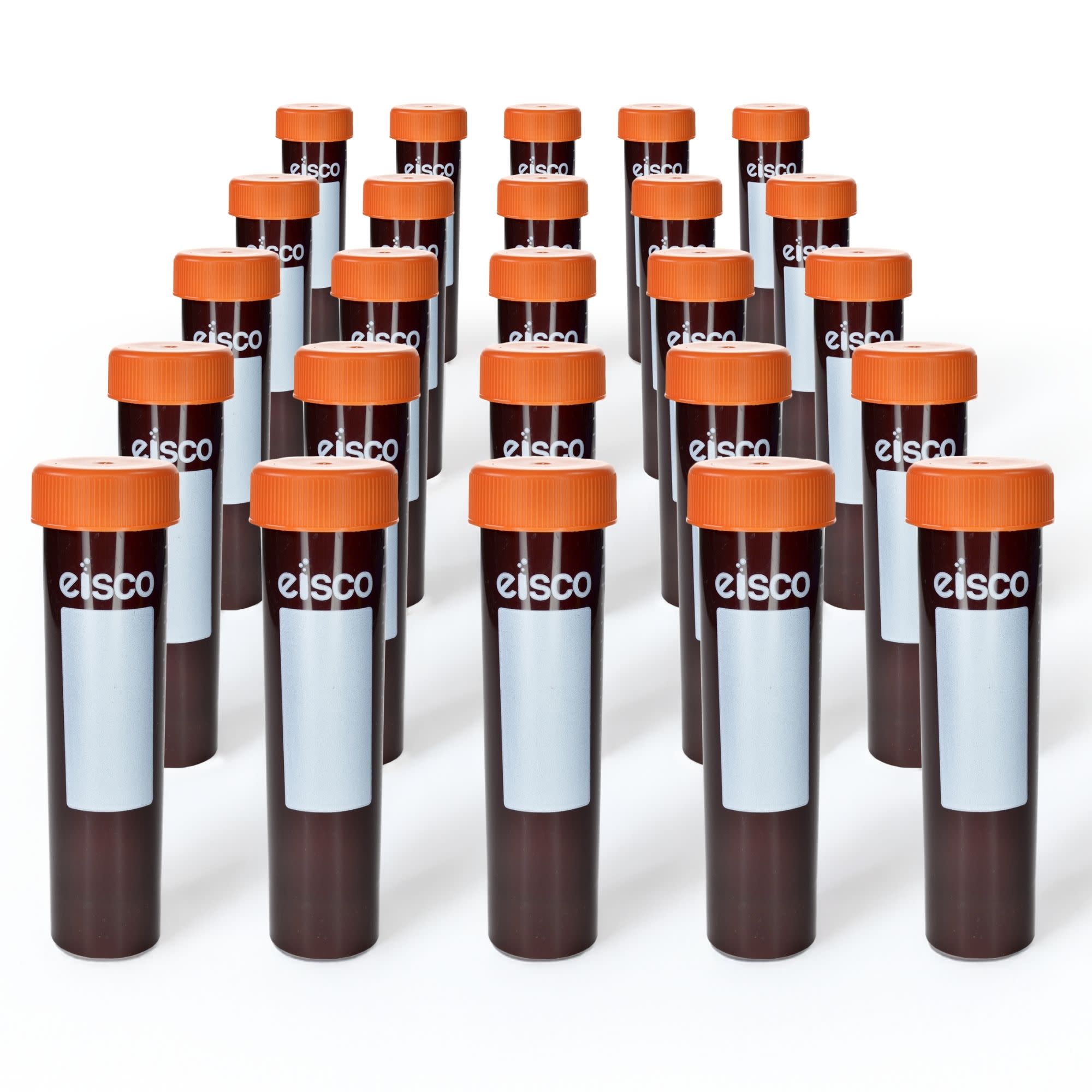 25-Pack Sterile Self-Standing Amber Polypropylene Centrifuge Tubes with Flat Cap, 50mL