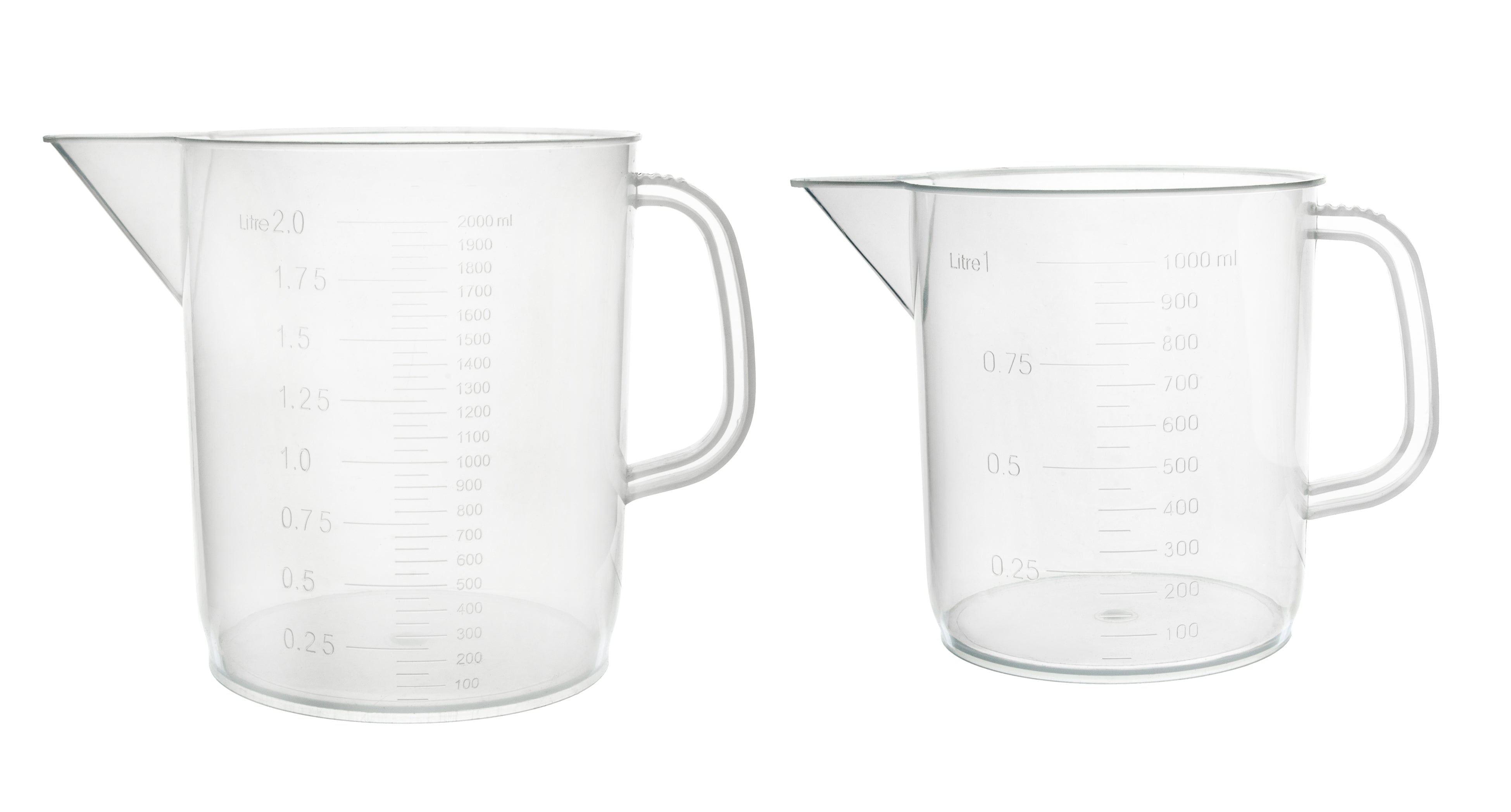 Short Form Polypropylene Measuring Pitcher Set, 2-Piece, 1L and 2L