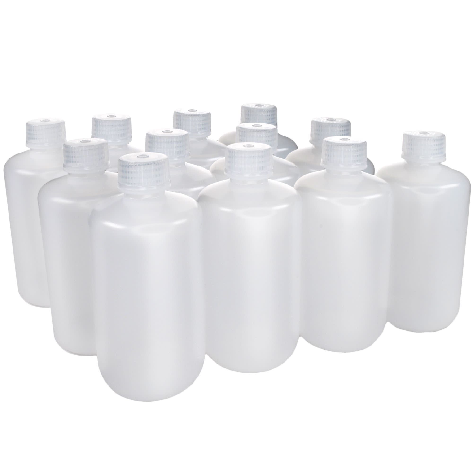 12-Pack Translucent Narrow Mouth LDPE Reagent Bottles with PP Caps, 250mL, -100 to 80°C