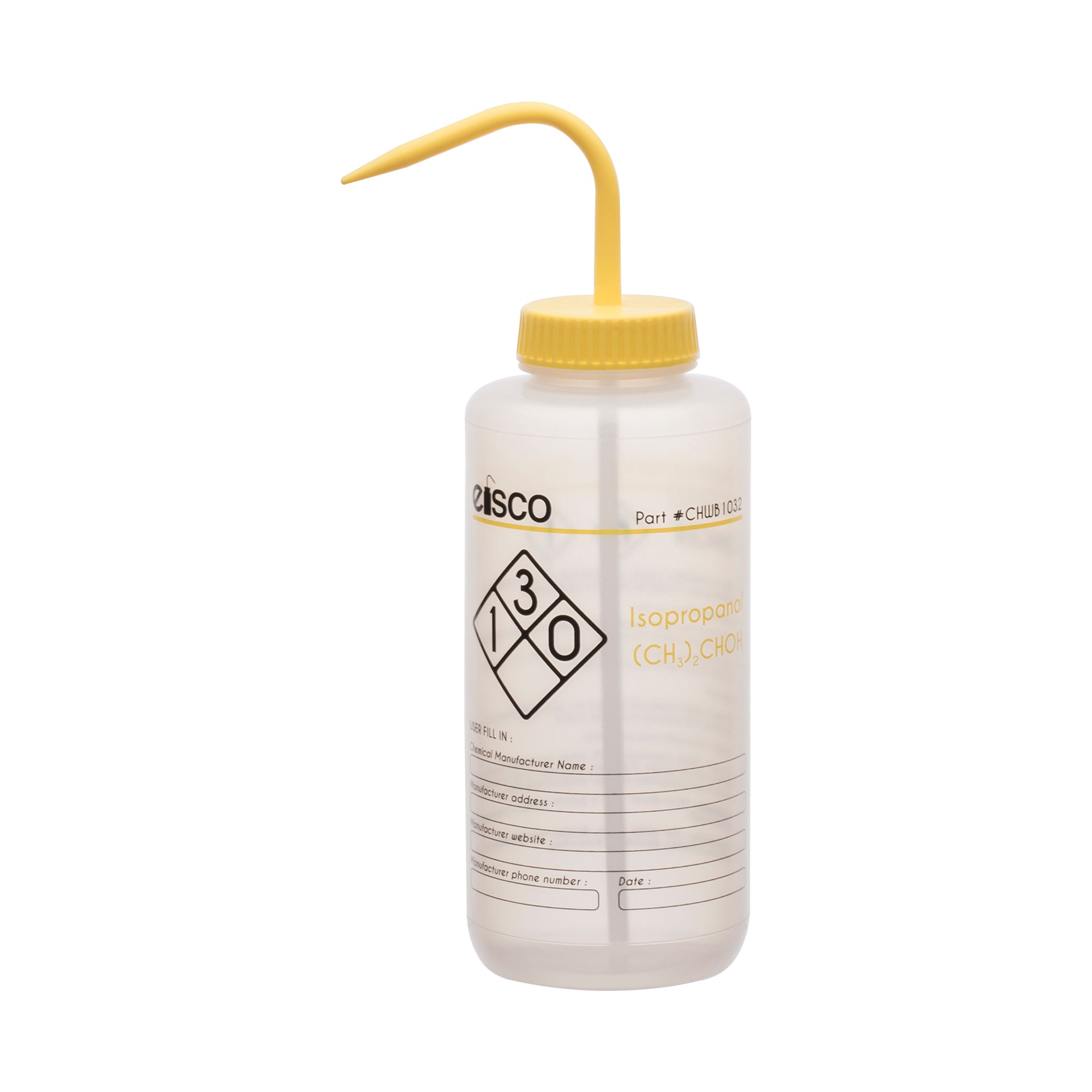 Isopropanol Wash Bottle, LDPE, 2-Color Label, 1000mL