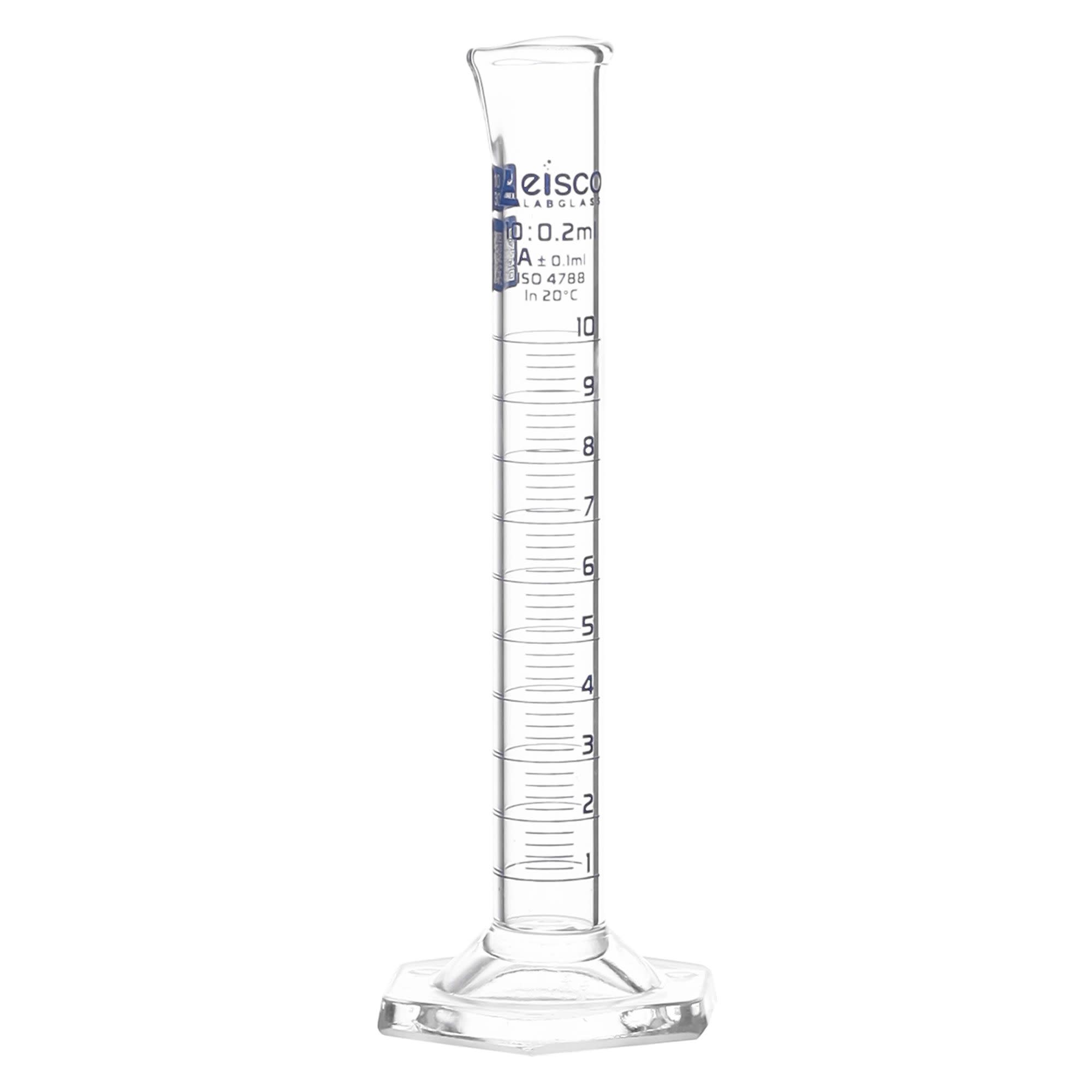 ASTM Class A Borosilicate Glass Graduated Cylinder with QR Certificate, Blue Graduations