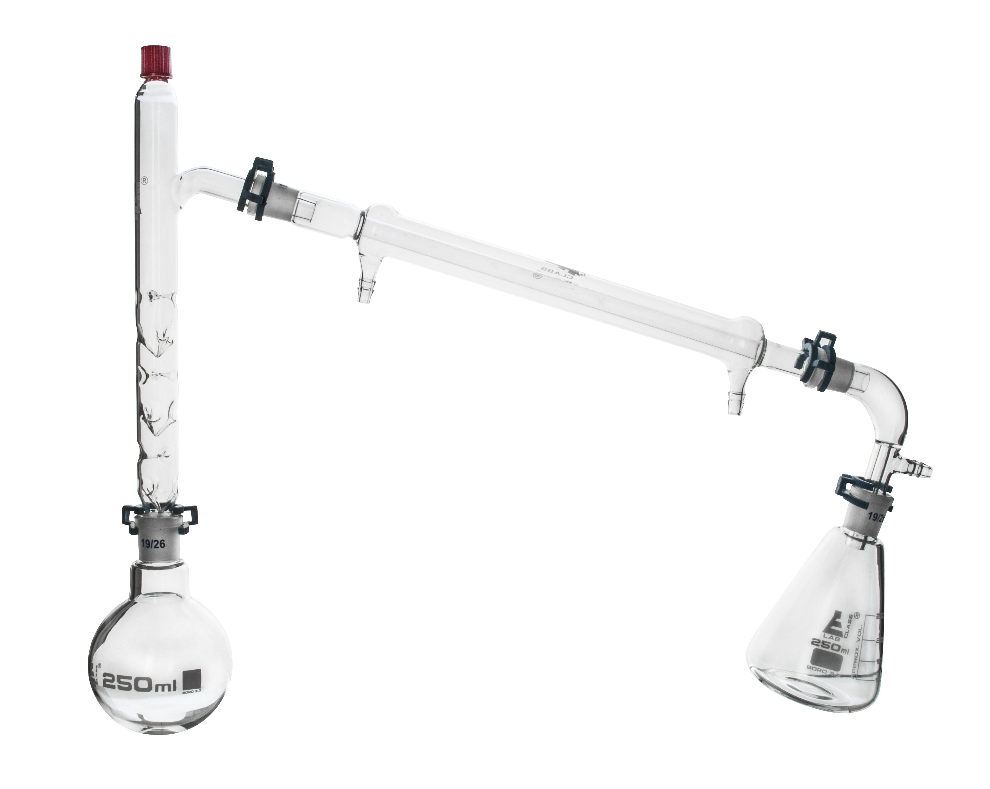 9-Piece Fractional Distillation Kit, 250mL, 19/26 Joints, Borosilicate Glass