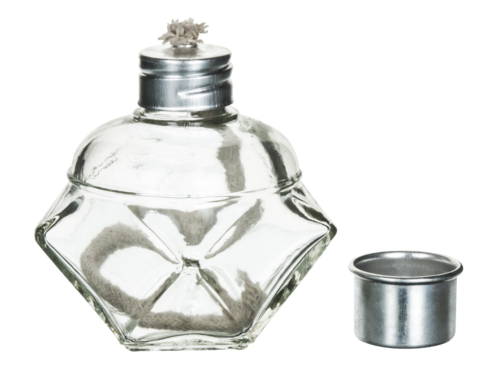 120mL Glass Alcohol Lamp with Metal Cap and Fiber Wick