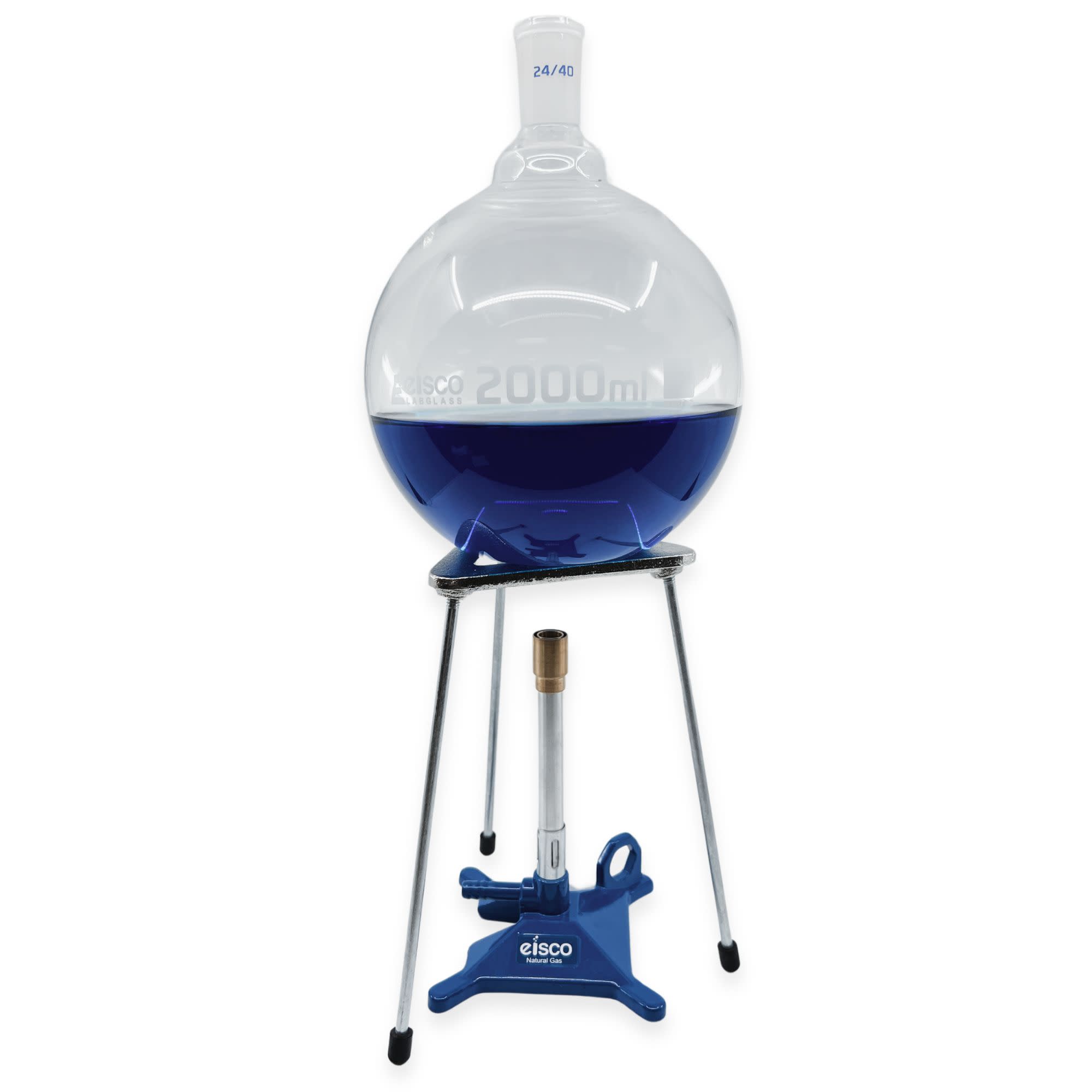 Flat Bottom Borosilicate Glass Boiling Flask with 24/40 Ground Joint, 2000mL