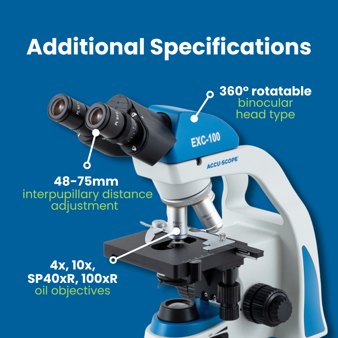 Accu-Scope Binocular Compound Microscope, EXC-100, 40-1000X with LED