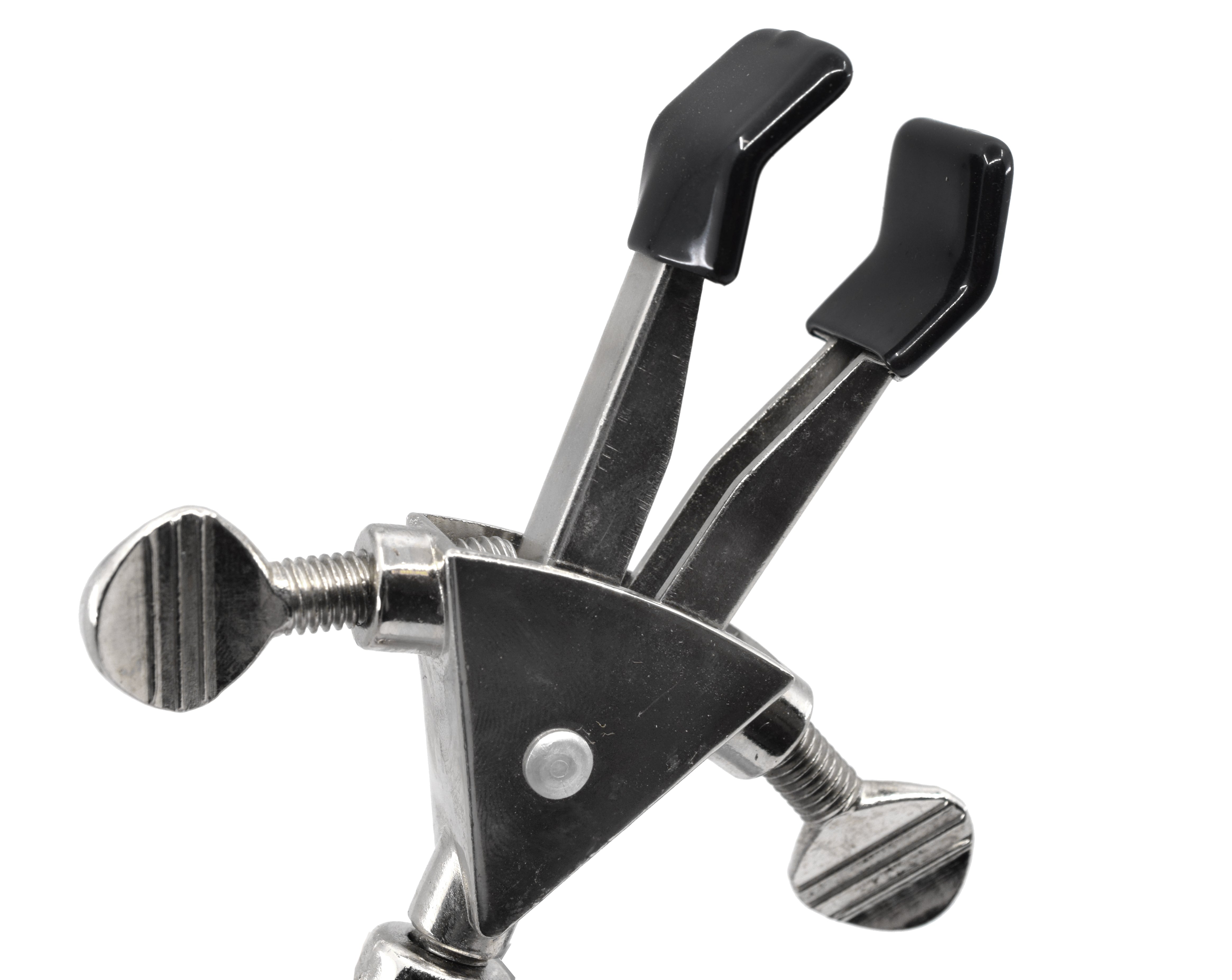 2-Prong Double-Adjustable Stainless Steel Clamp with Vinyl Grip and Swivel Boss, 21mm Rod