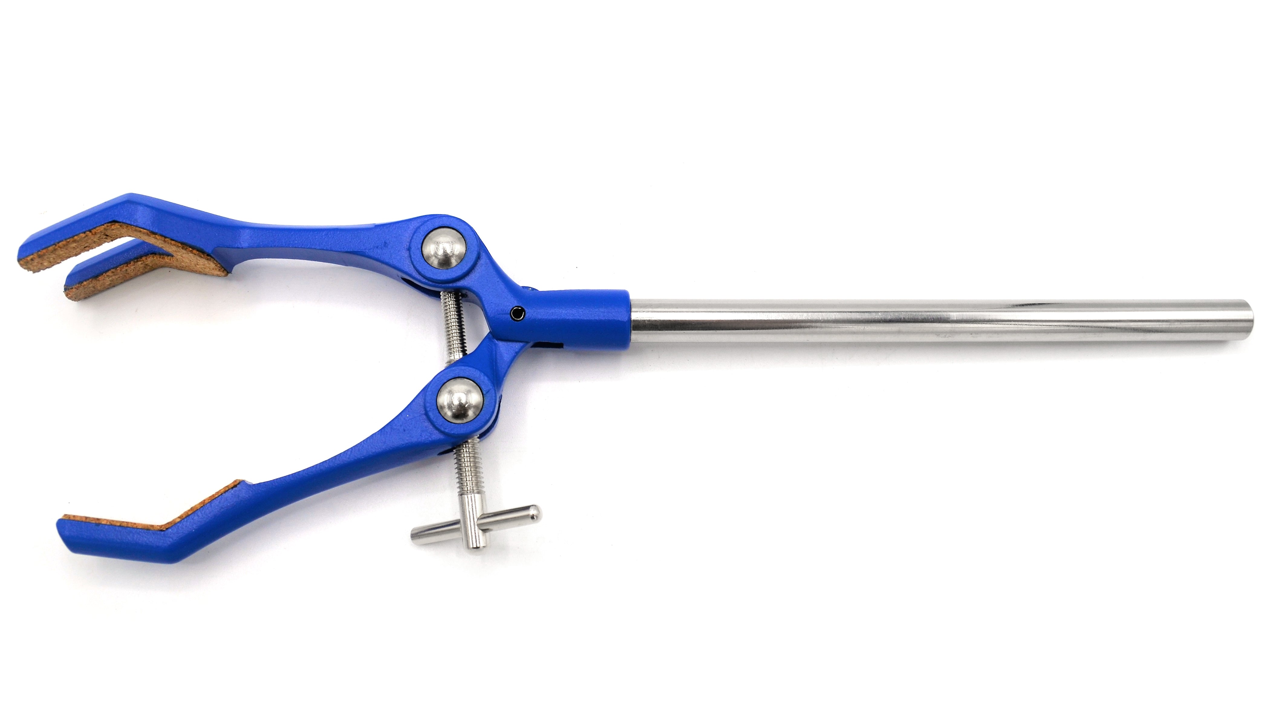 3-Finger Cork-Lined Extension Clamp on Stainless Steel Rod, 3.4" Max