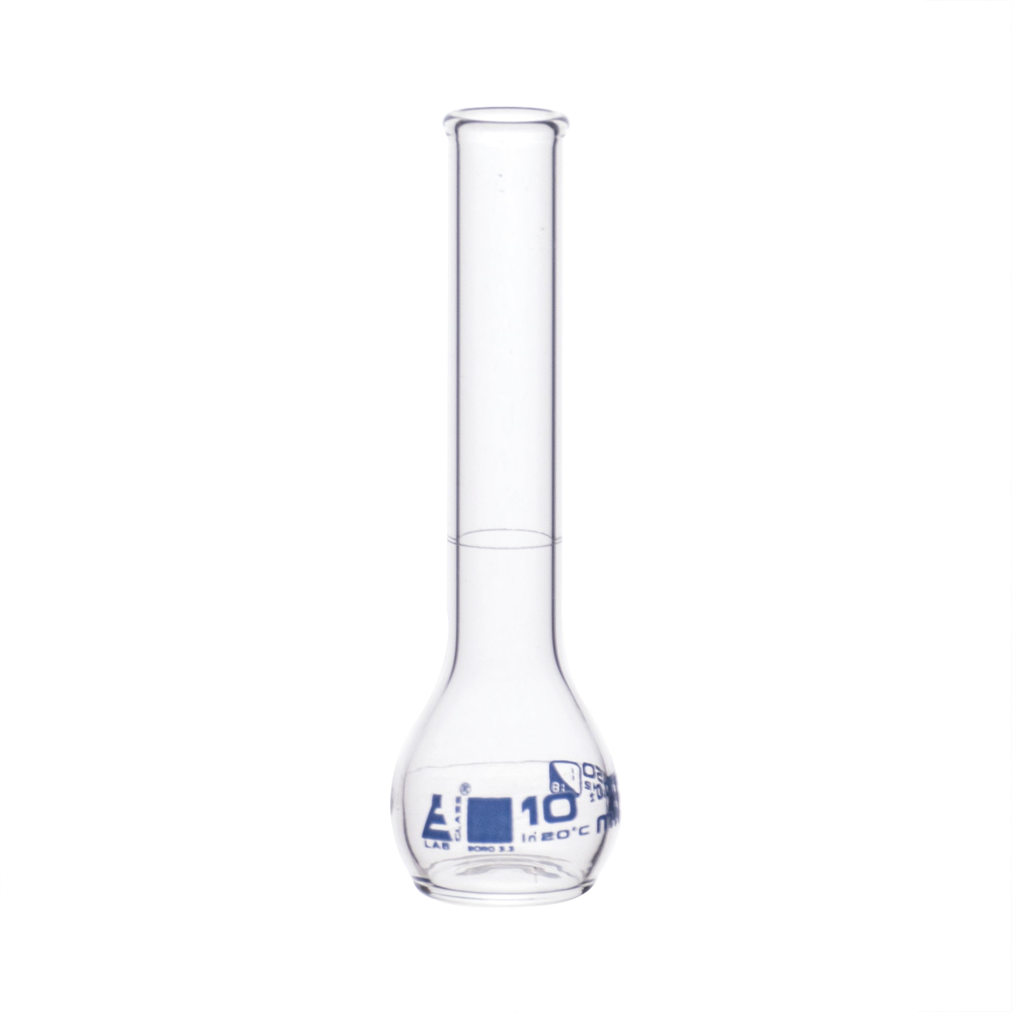 Class B Borosilicate Glass Volumetric Flask with Beaded Rim, Blue Graduations