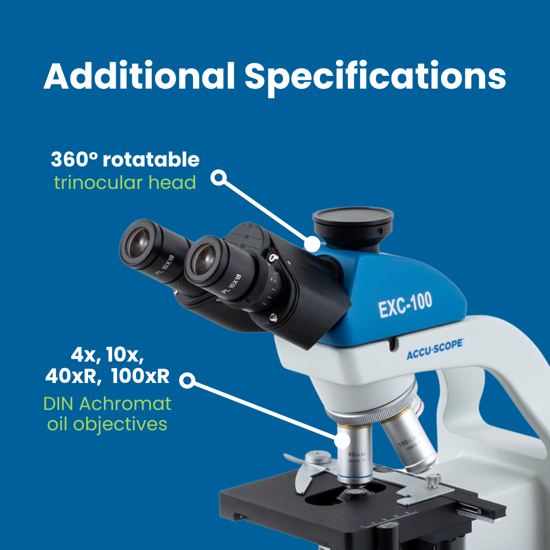 Accu-Scope Trinocular Compound Microscope, EXC-103, 40-1000X with LED