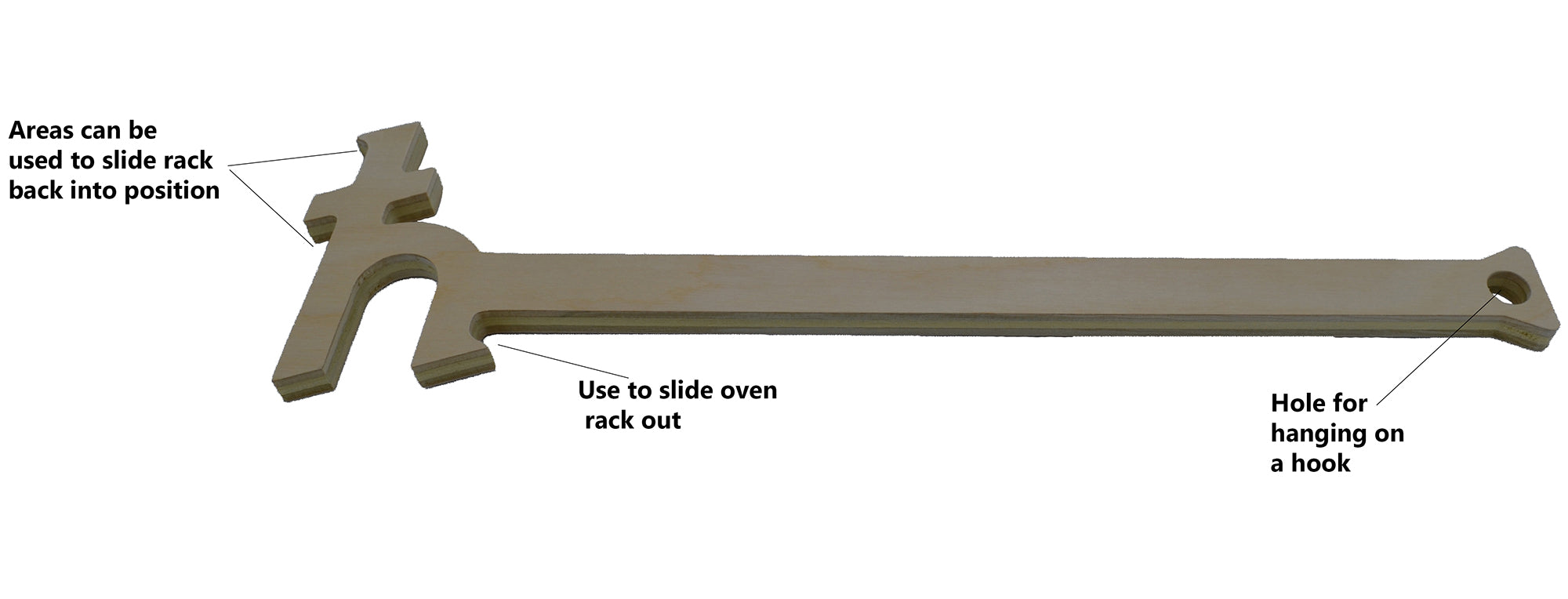 h-BAR Unfinished Wooden Oven Rack Push Puller for Baking, 17 x 4.75 inch