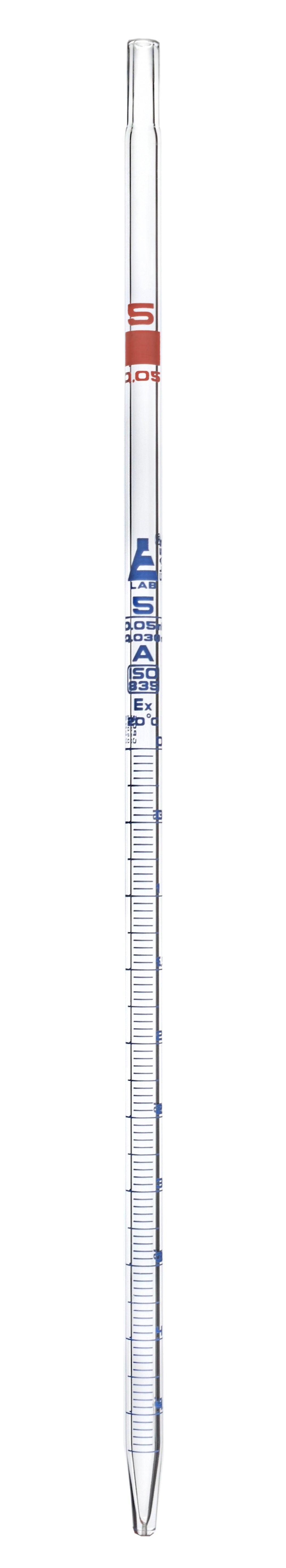 Class A Borosilicate Glass Serological Pipette with Blue Graduations