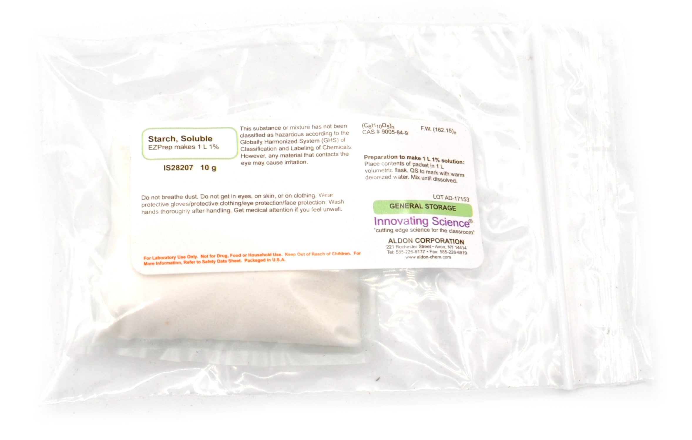 Reagent Grade Soluble Starch QuickPrep Capsule, Makes 1L of 1% Solution, 10g