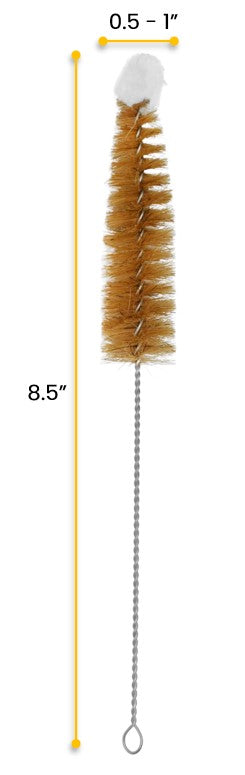 8.5" Tapered Bristle Cleaning Brush with Cotton Tip for 0.5-0.75" Tubes