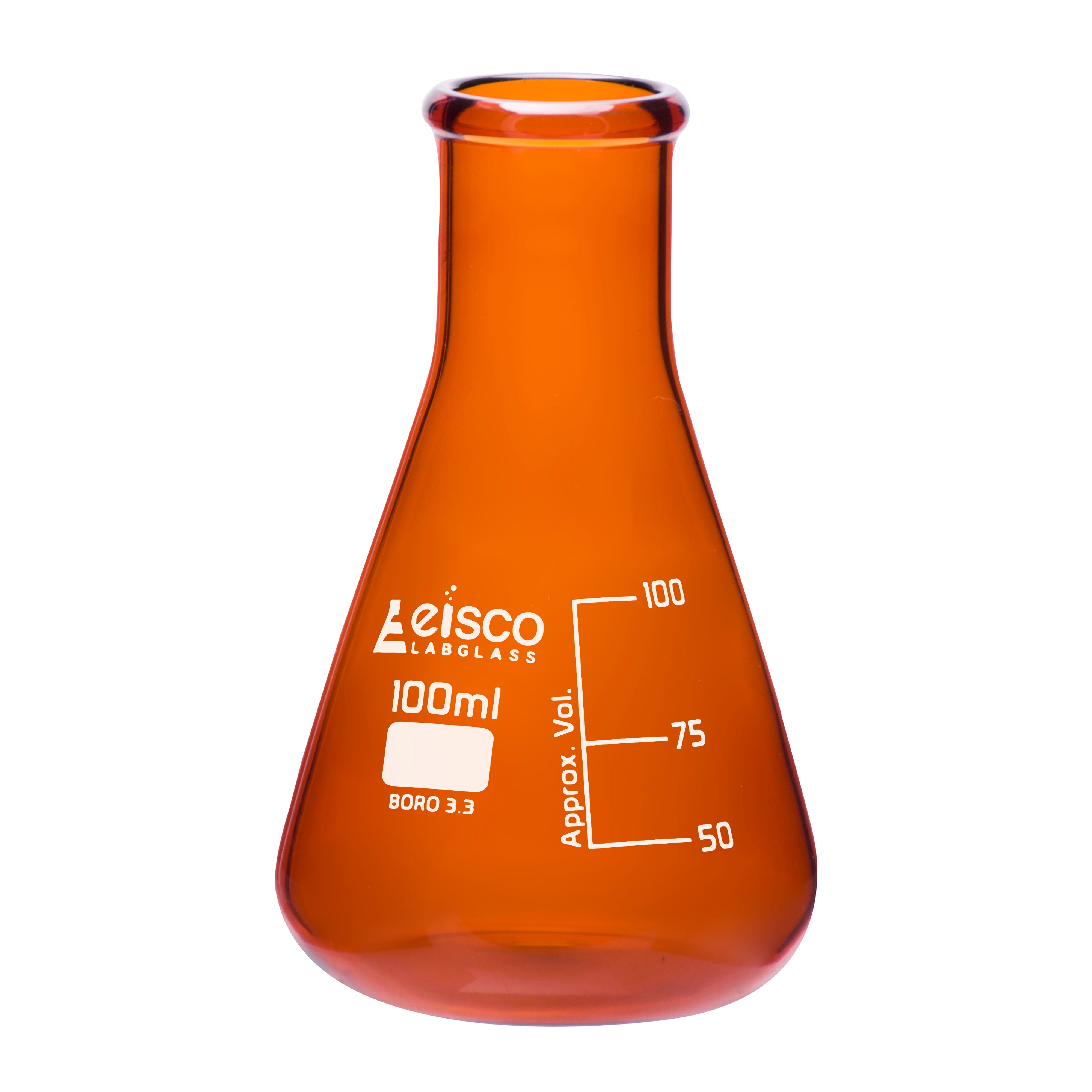 Narrow Neck Amber Borosilicate Glass Erlenmeyer Flask