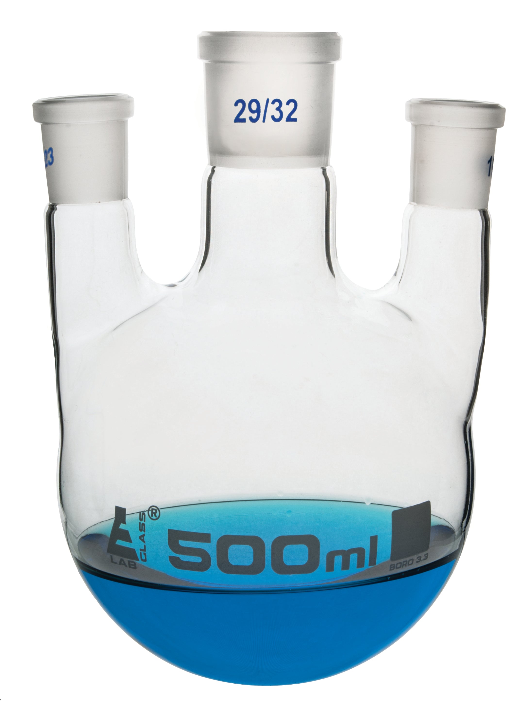 Round Bottom Three-Parallel-Neck Borosilicate Glass Distillation Flask