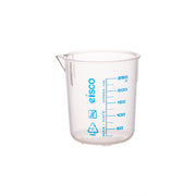 TPX PMP Plastic Beaker with Spout and Blue Printed Graduations, 250mL