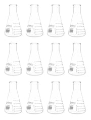 ASTM Narrow Neck Borosilicate Glass Erlenmeyer Flask with Dual Scale, 12-Pack