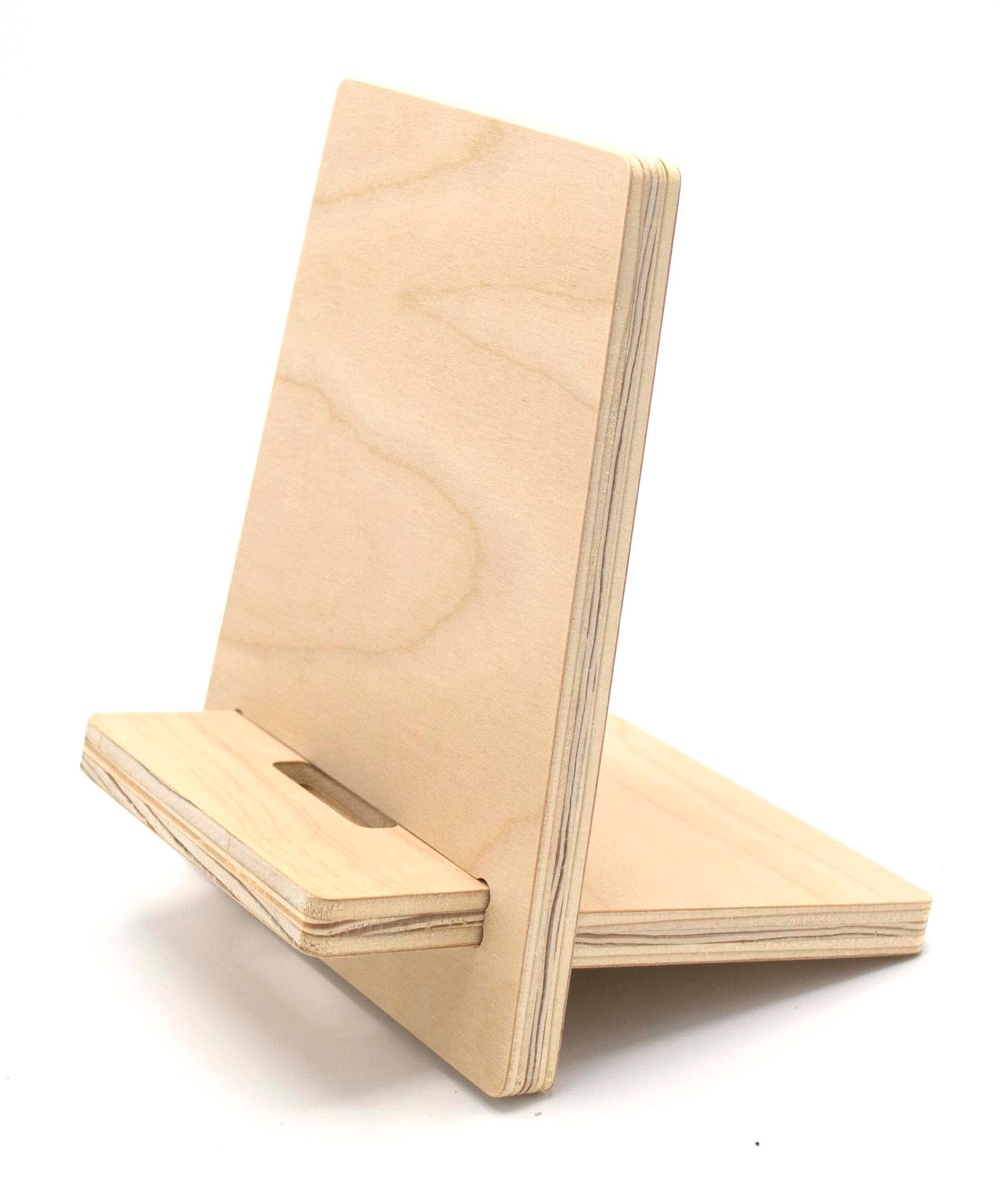 Unfinished Birch Veneer Plywood Smartphone Desk Stand, 7 inch