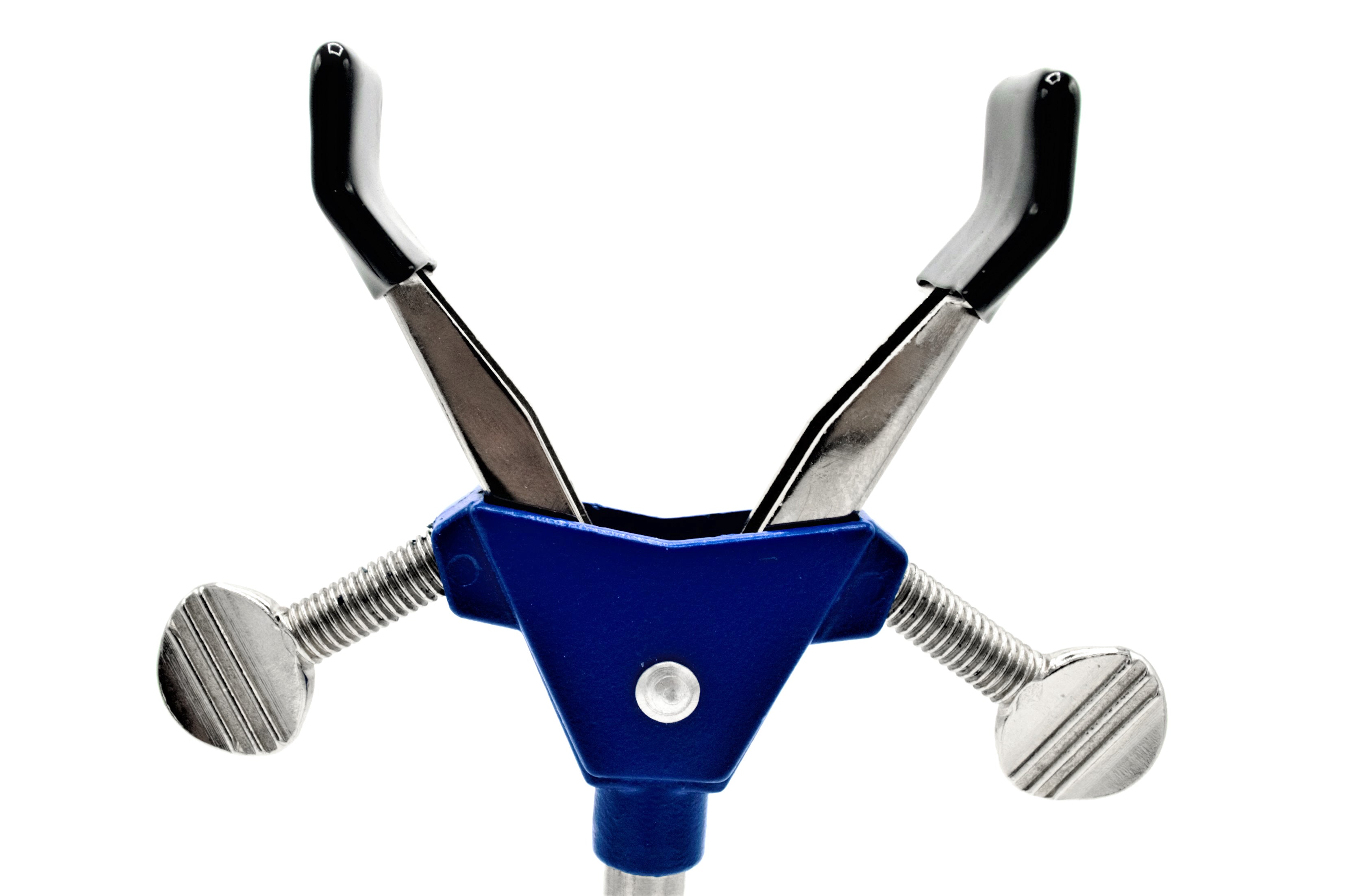 2-Prong Vinyl-Coated Spring-Loaded Clamp on Stainless Steel Rod, 2.75" Max