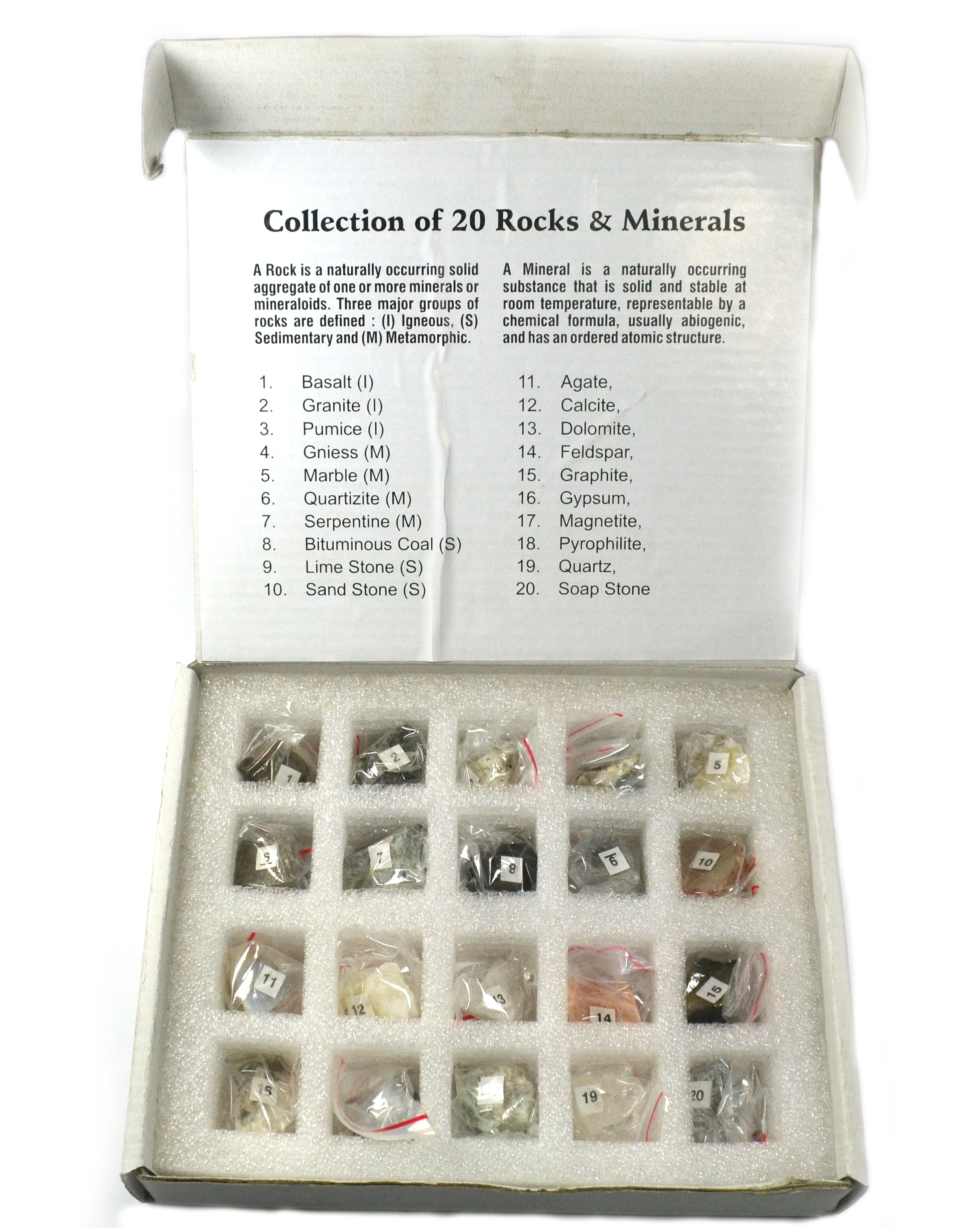 20-Piece Rocks and Minerals Specimen Set
