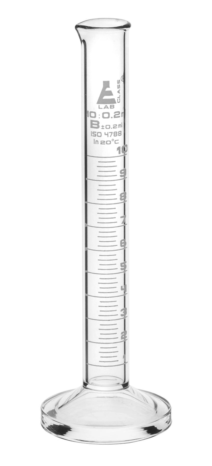 Class B Borosilicate Glass Graduated Cylinder with Round Base, White Graduations