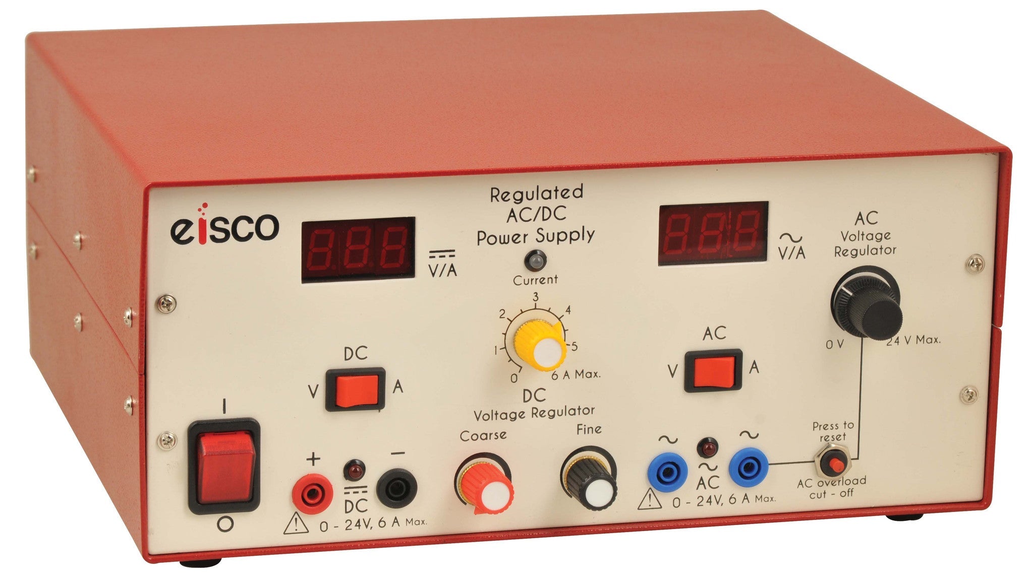 Regulated Low Voltage AC/DC Power Supply, 0-24V 6A with Digital Display