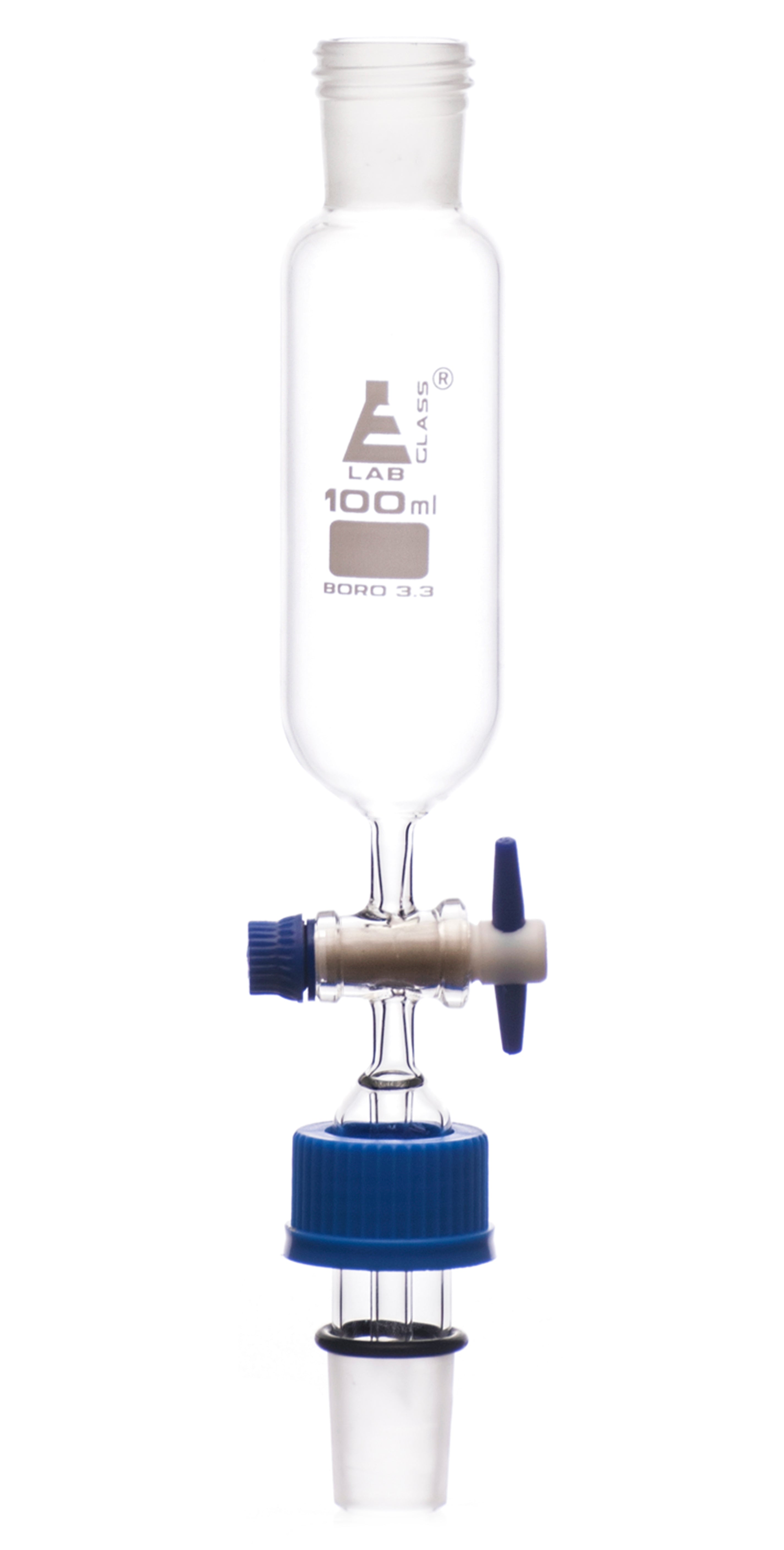 Borosilicate Glass Dropping Funnel with PTFE Stopcock, Threaded Joint